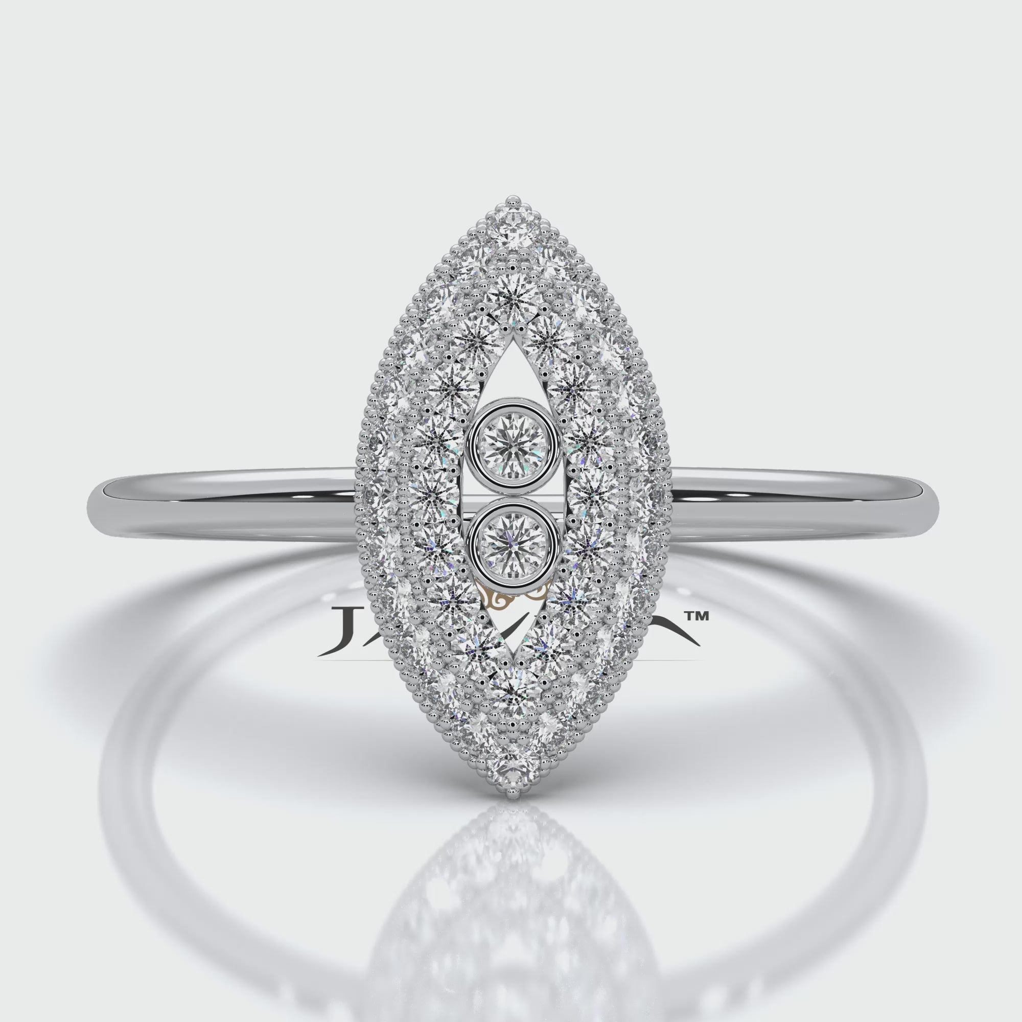 Light Weight Marquise Double Halo Lab Diamond Engagement Ring 0.24ctw.