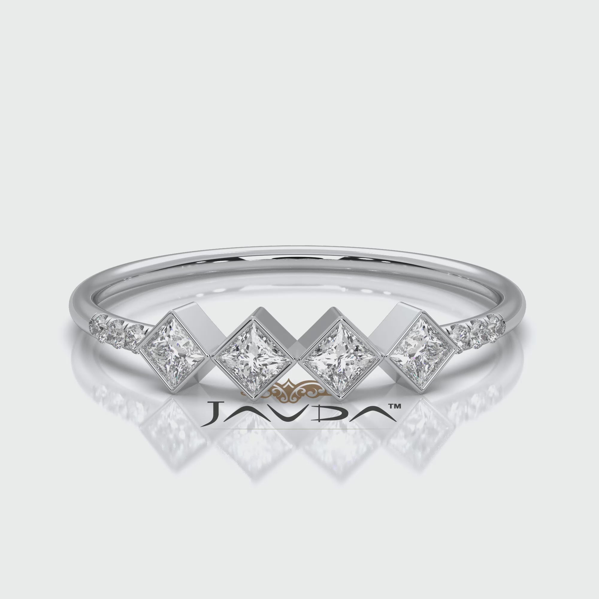 4 Stone Cluster Bezel Set Round Lab Diamond Fashion Ring 0.23ctw.