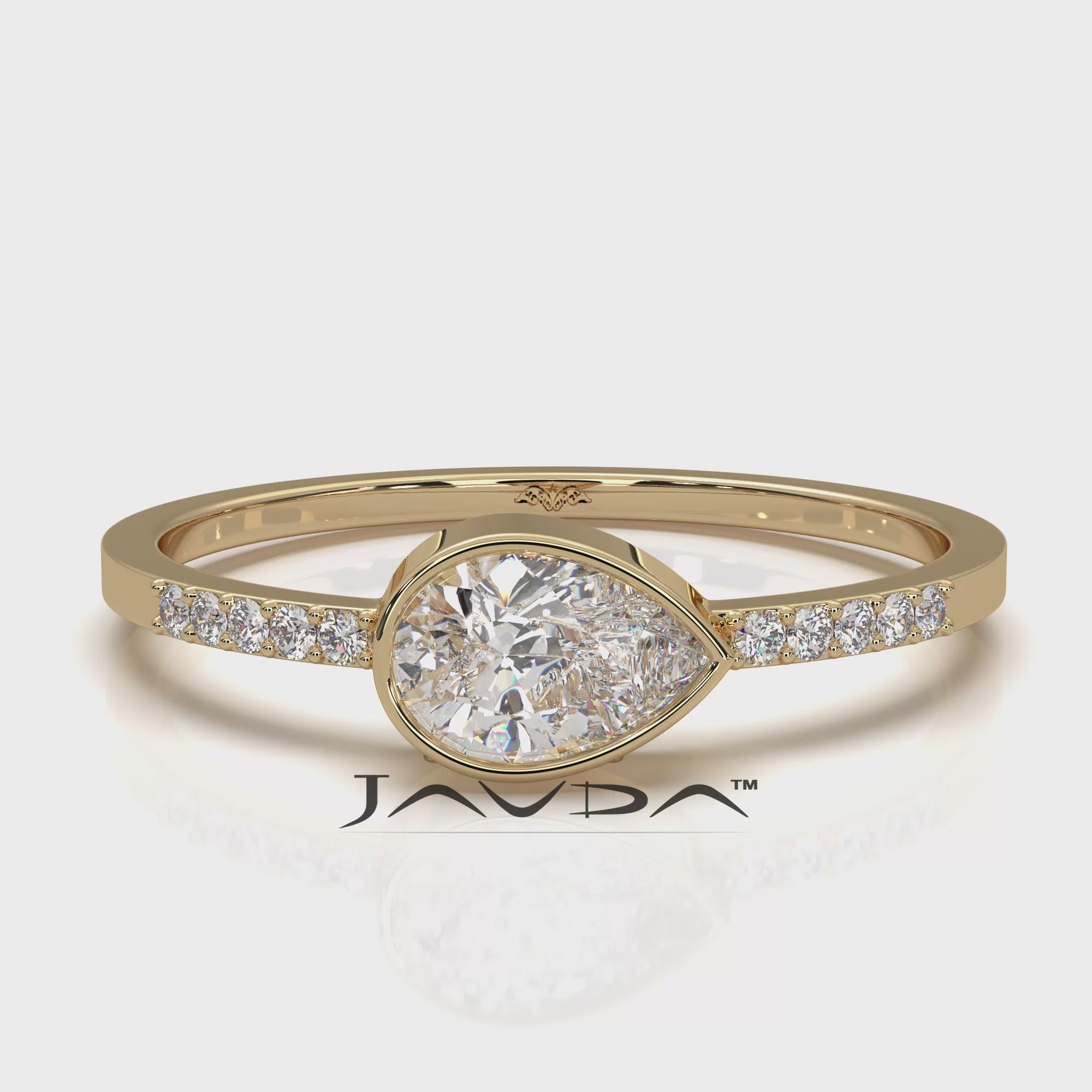 Stackable Minimal Pear Bezel Set Pear Lab Diamond Fashion Ring 0.39ctw.