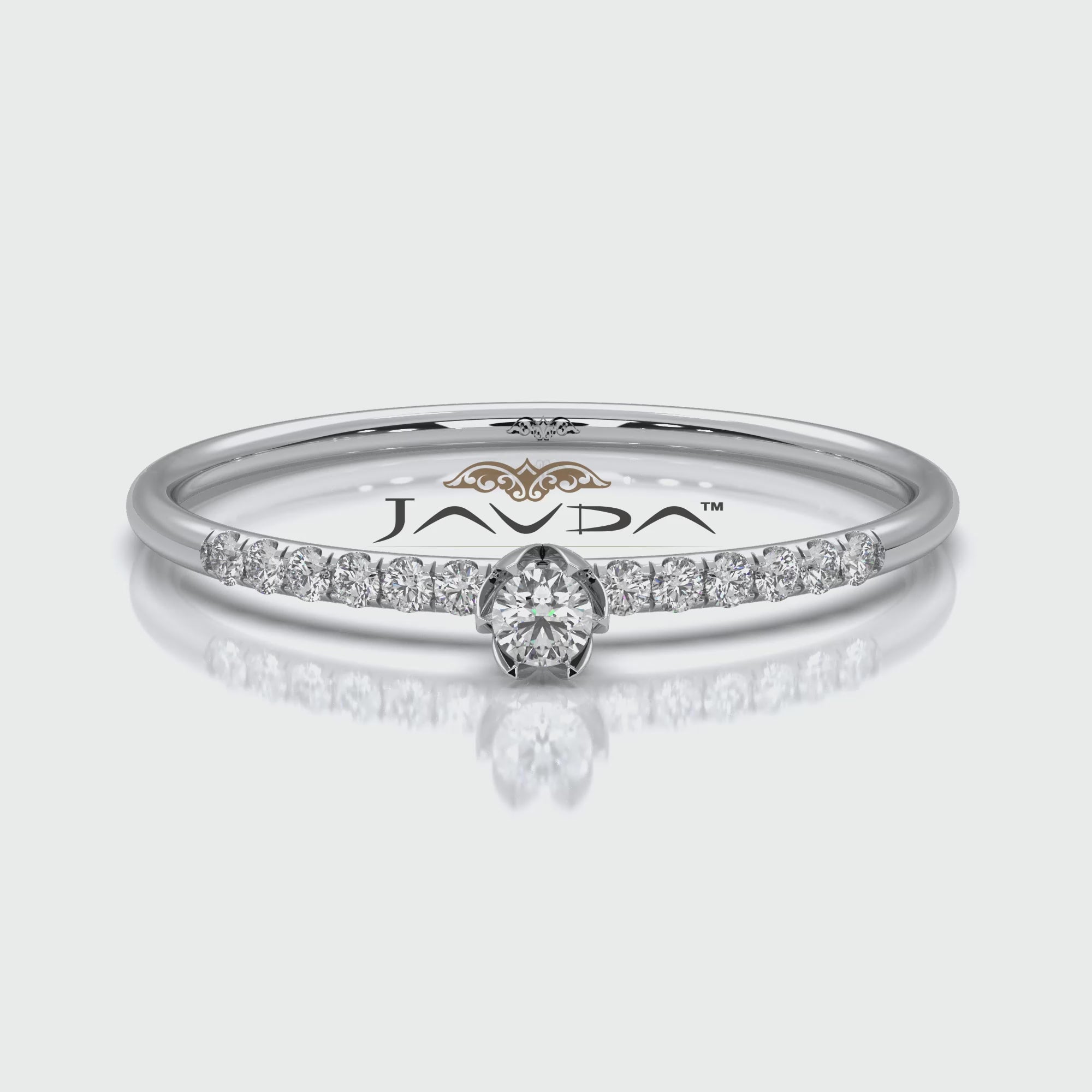 Floral Basket Style Stackable Round Lab Diamond Fashion Ring 0.08ctw.