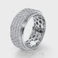 Matte Finish 4 Row Round Diamond Eternity Men Wedding Band 14k White Gold 2.83 Ctw.