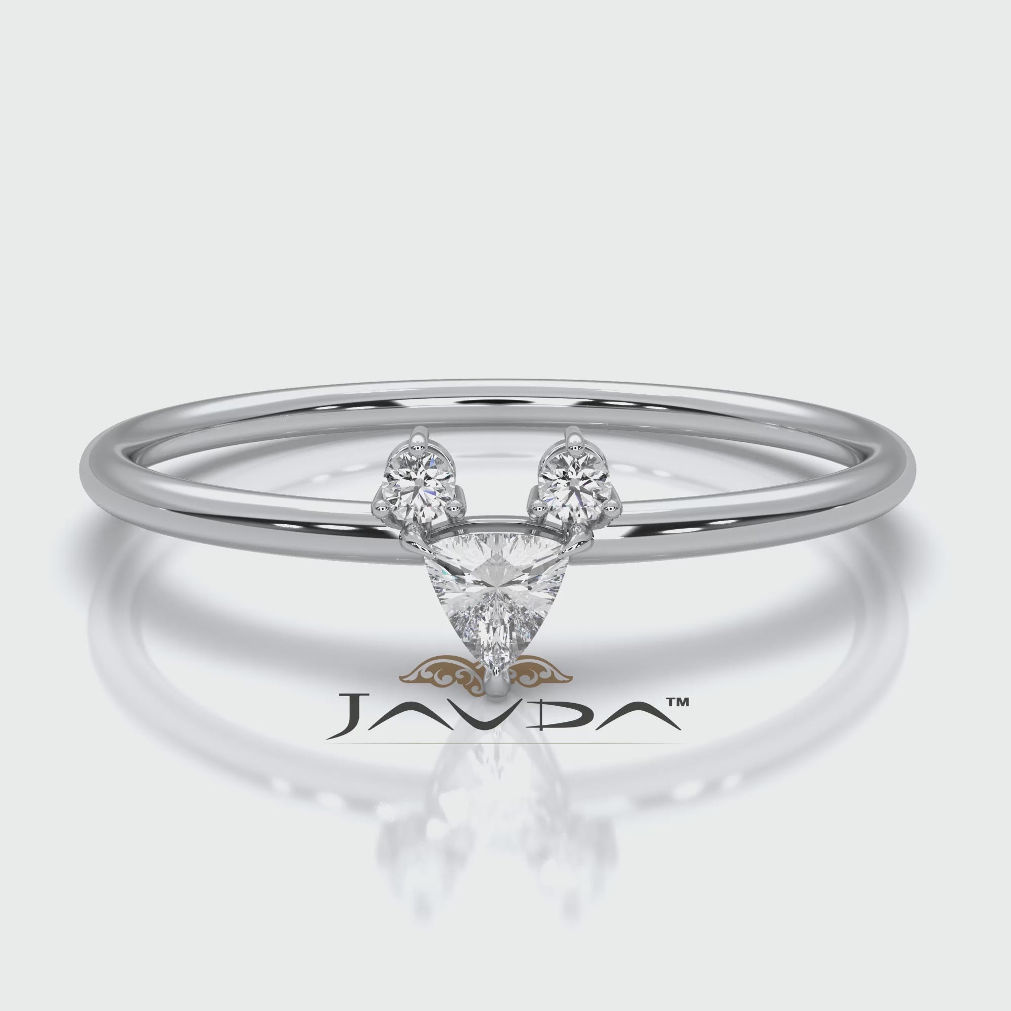 Trillion Cut 3 Stone Prong Set Lab Diamond Anniversary Ring 0.1ctw.