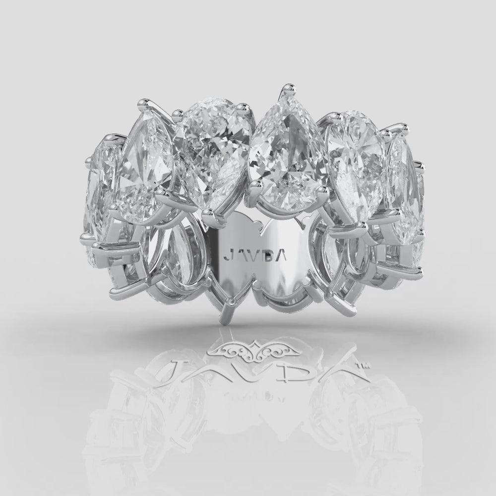 Teardrop Style Pear Lab Grown Diamond Women's Eternity Wedding Band 10.52 Ctw.