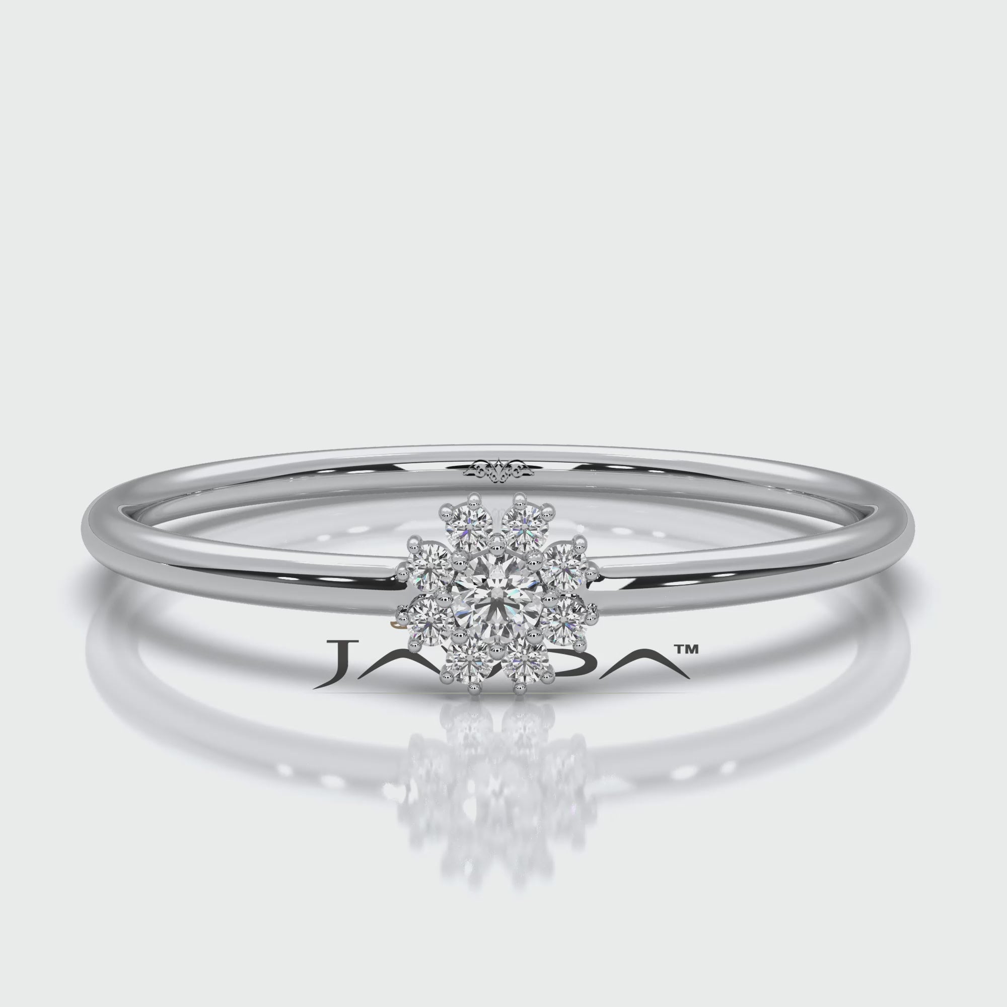 Minimalist Flower Cluster Round Lab Diamond Fashion Ring 0.06ctw.