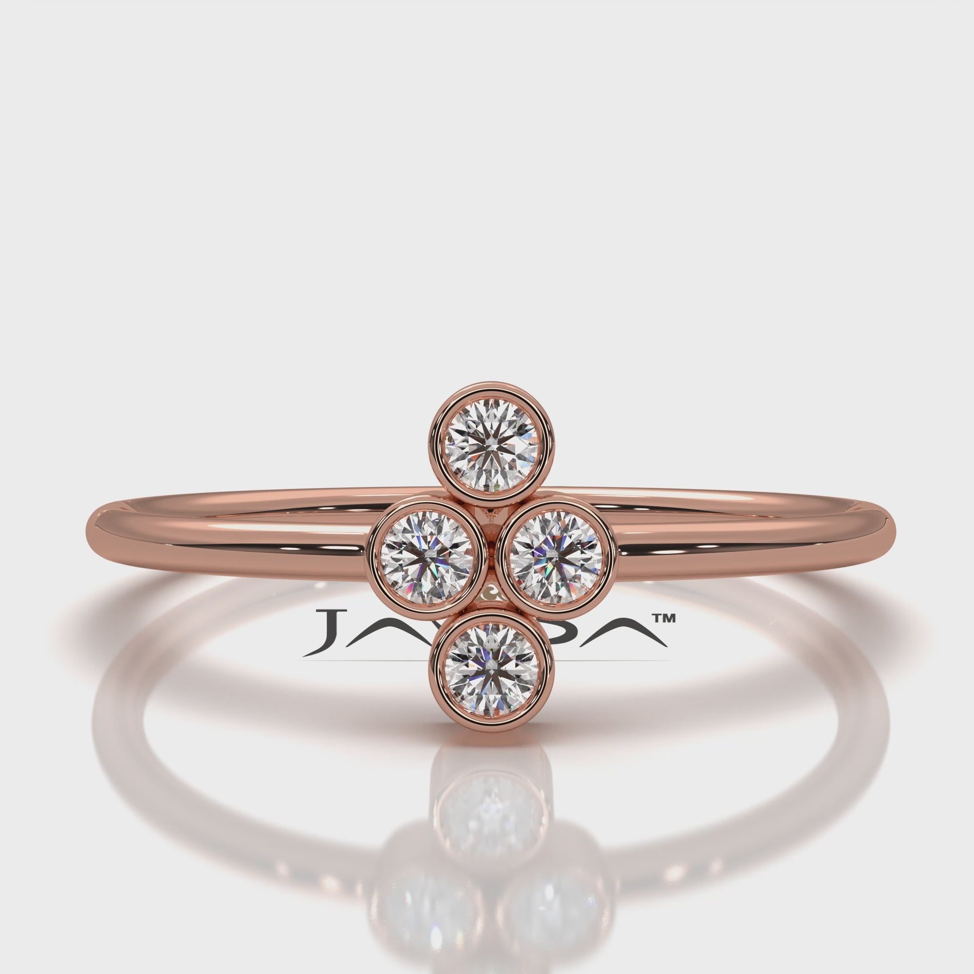 Minimalist Cluster Bezel Set Round Lab Diamond Fashion Ring 0.14ctw.