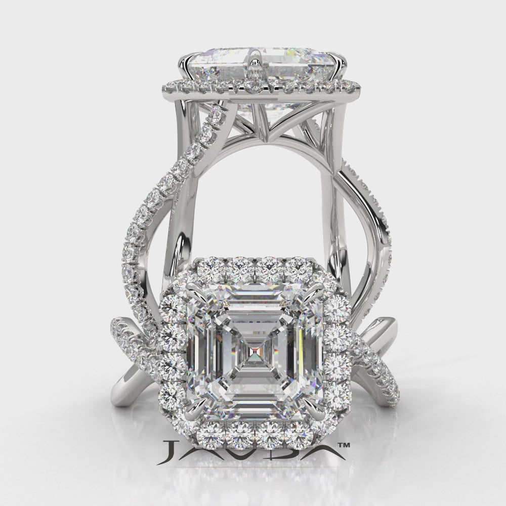 Twisted Halo XOXO Style Lab Grown Diamond Engagement Ring IGI Certified 3.70 Ctw.