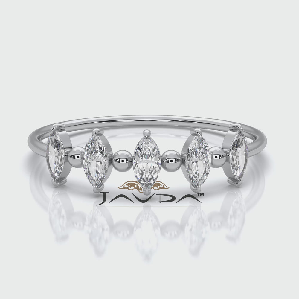 Prong Set Marquise Shape Lab Diamond Designer Ring 0.26ctw.