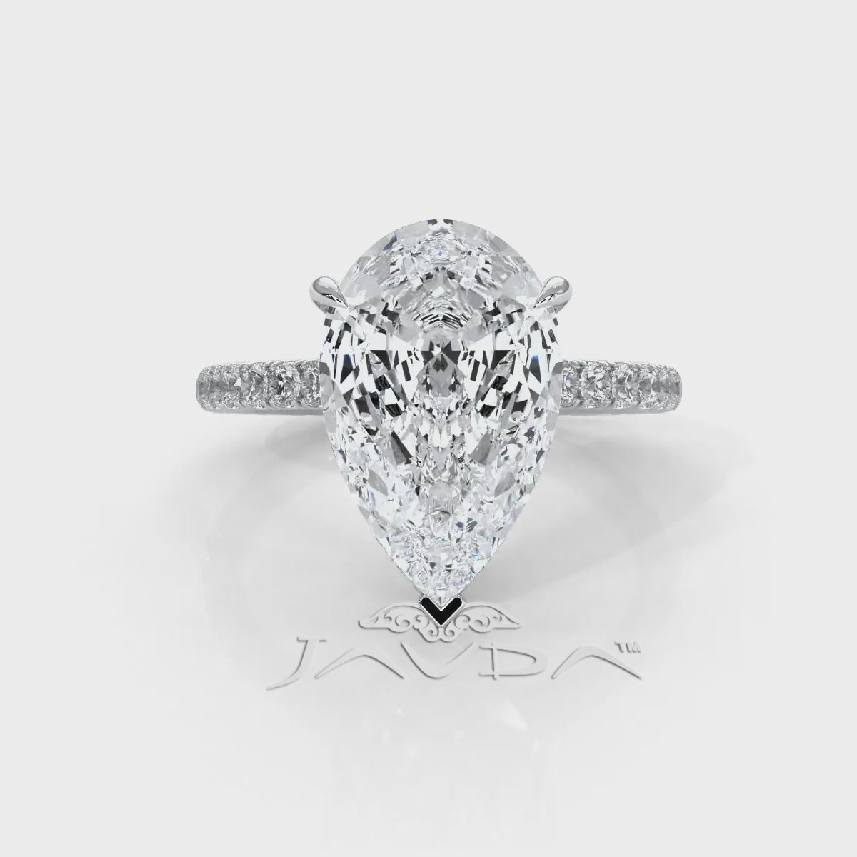 French U Pave Set Hidden Halo Lab Grown Diamond Engagement Ring IGI Certified 3.52 Ctw.
