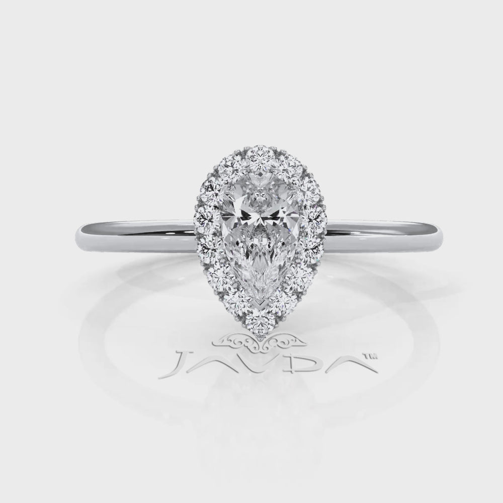 Pear Diamond Engagement U Cut Prong Setting Ring 0.50 Ctw.