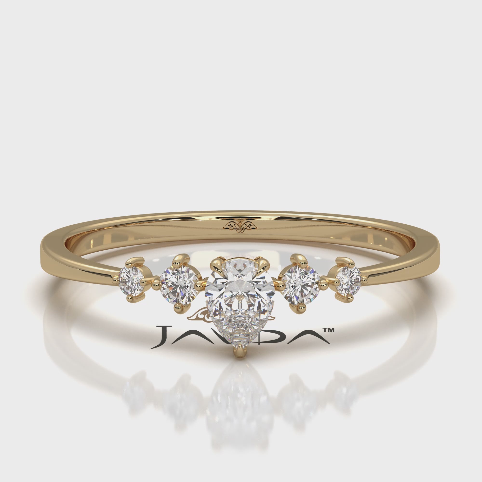 Minimalist Petite Prong 5 Stone Pear Round Lab Diamond Fashion Ring 0.19ctw.