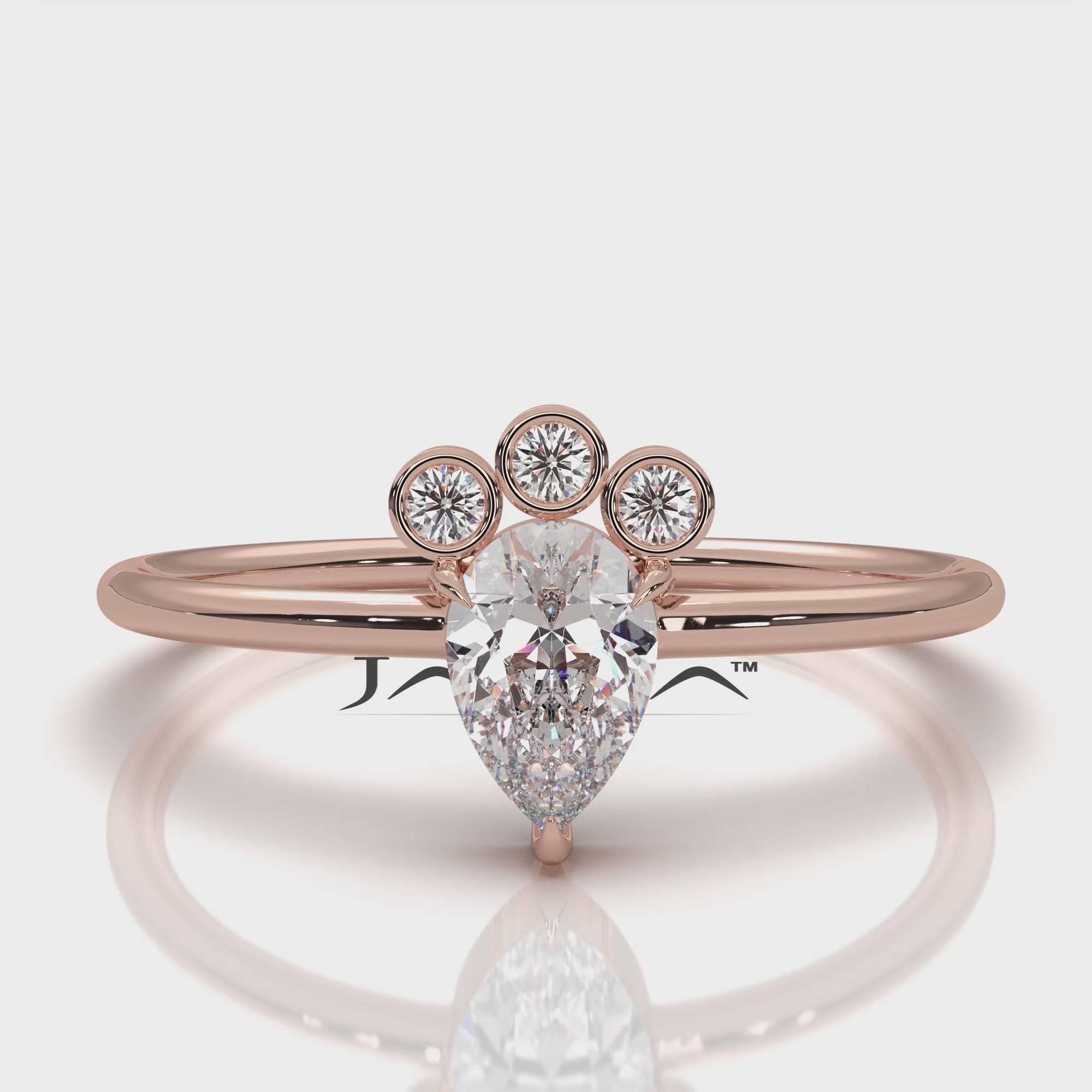 Snow Owl Women's Fashion Pear Lab Diamond Anniversary Ring 0.39ctw.