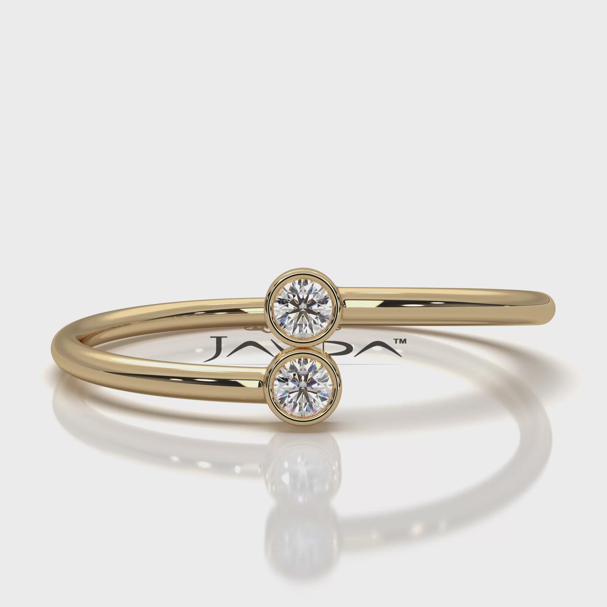 Petite 2 Stone Bezel Round Lab Diamond Fashion Anniversary Ring 0.06ctw.