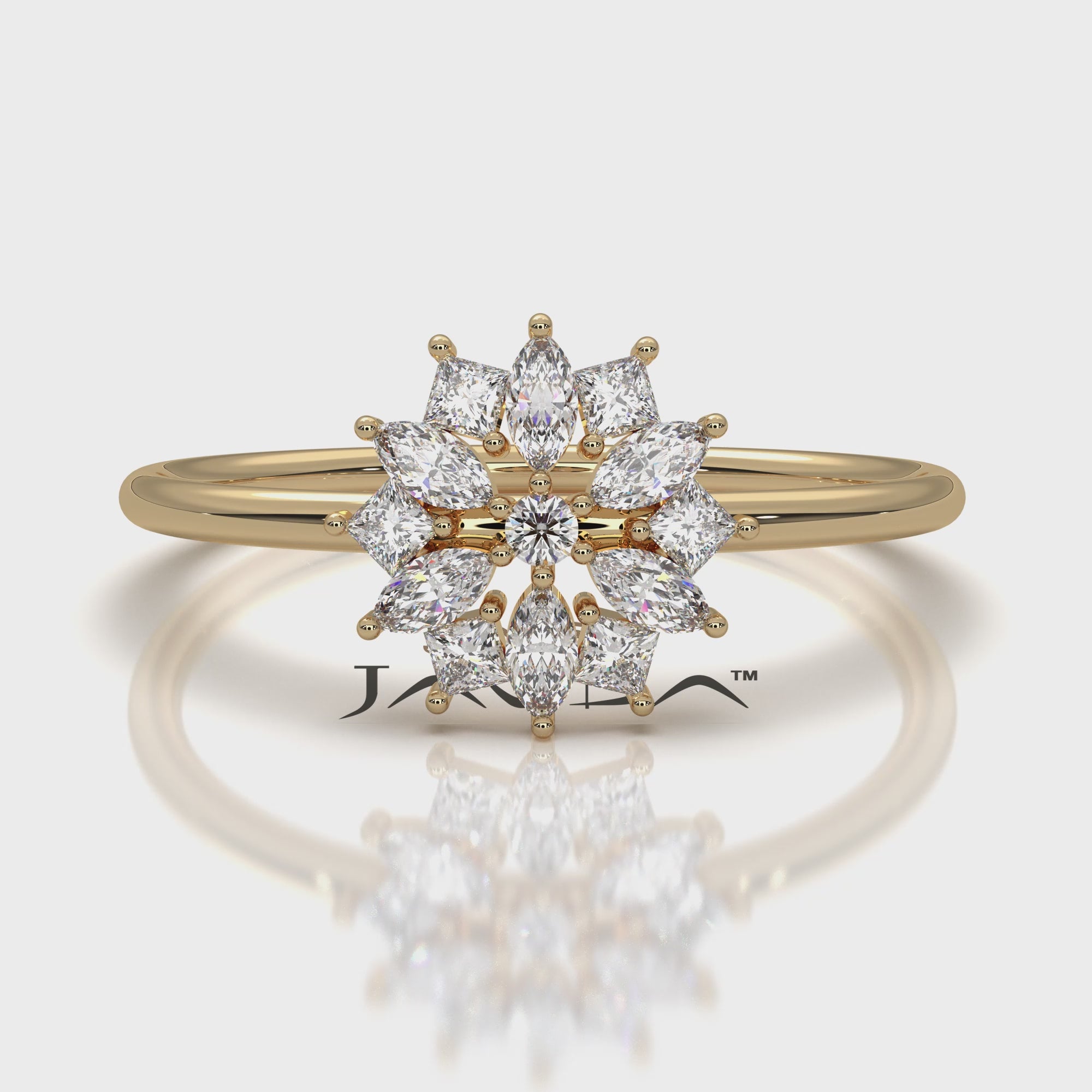 Light Weight Star Cluster Halo Lab Diamond Fashion Ring 0.27ctw.