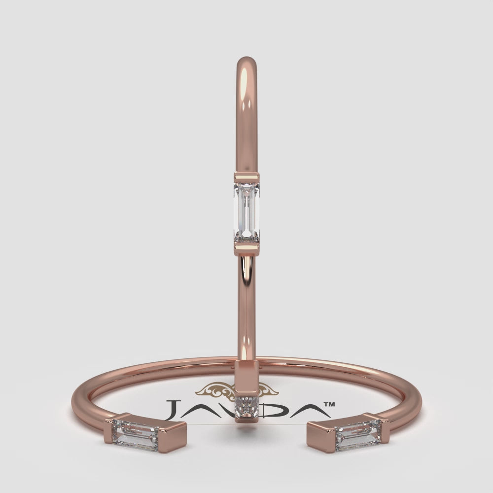 Baguette Lab Diamond Open Shank Cuff Ring 0.06ctw.