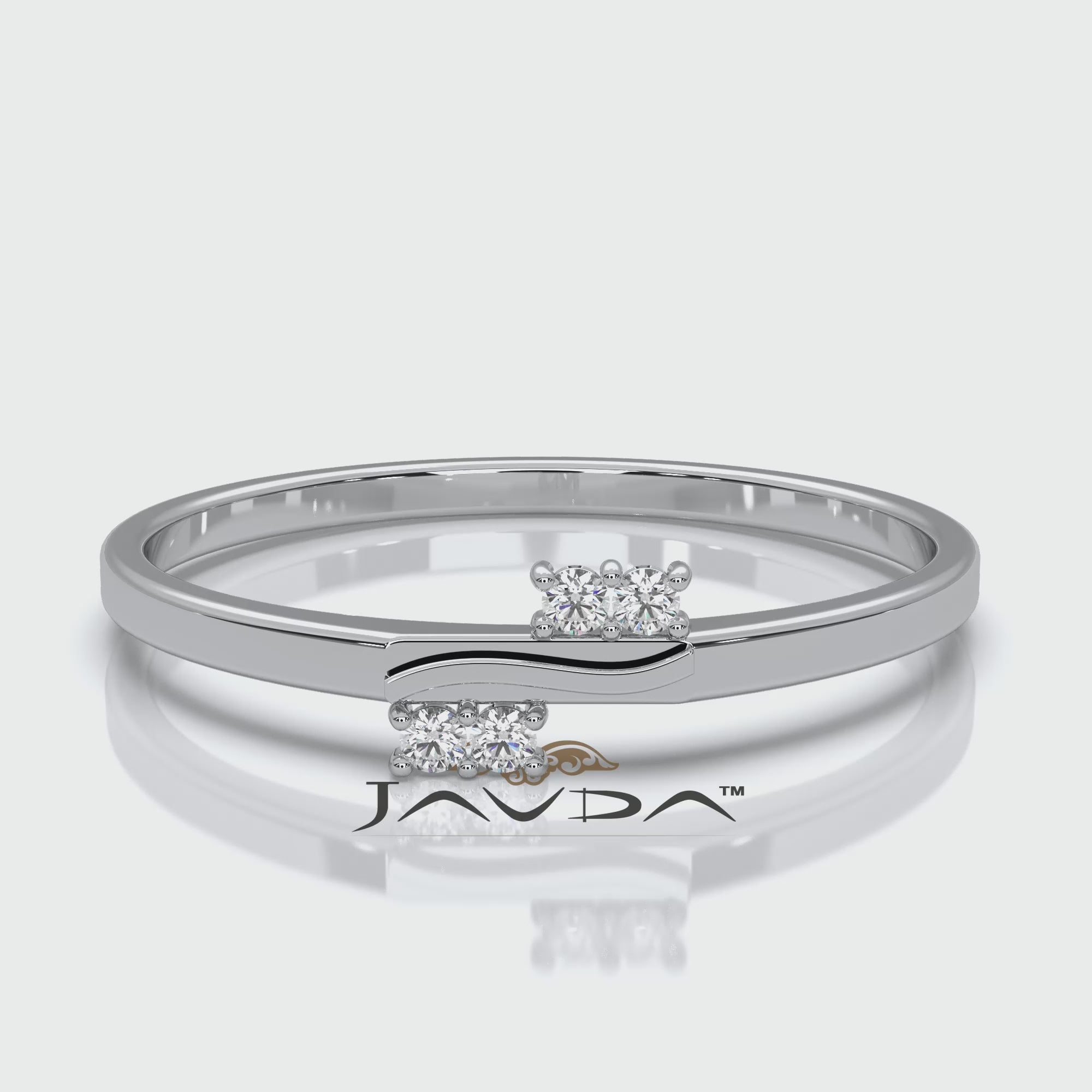 Stackable 4 Stone Round Lab Diamond Swirl Wedding Ring 0.03ctw.