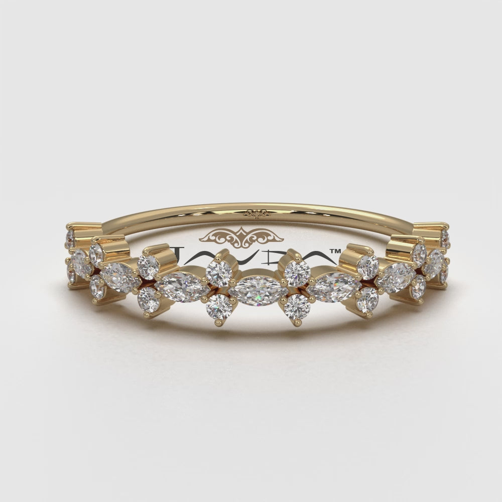 Prong Set Marquise & Round Scattered Lab Diamond Ring 0.28ctw.