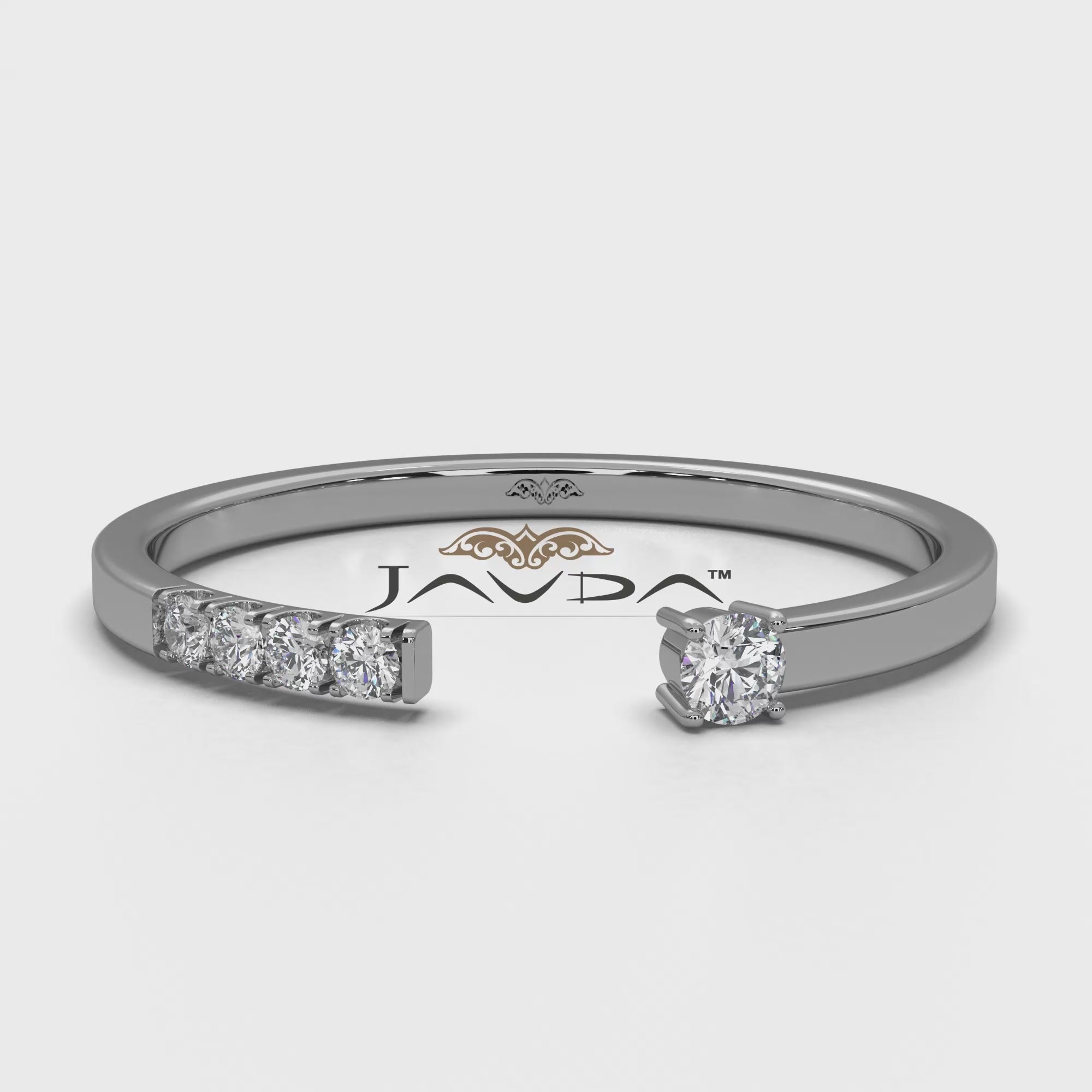 Open Cuff Round Lab Diamond Fashion Anniversary Ring 0.06ctw.