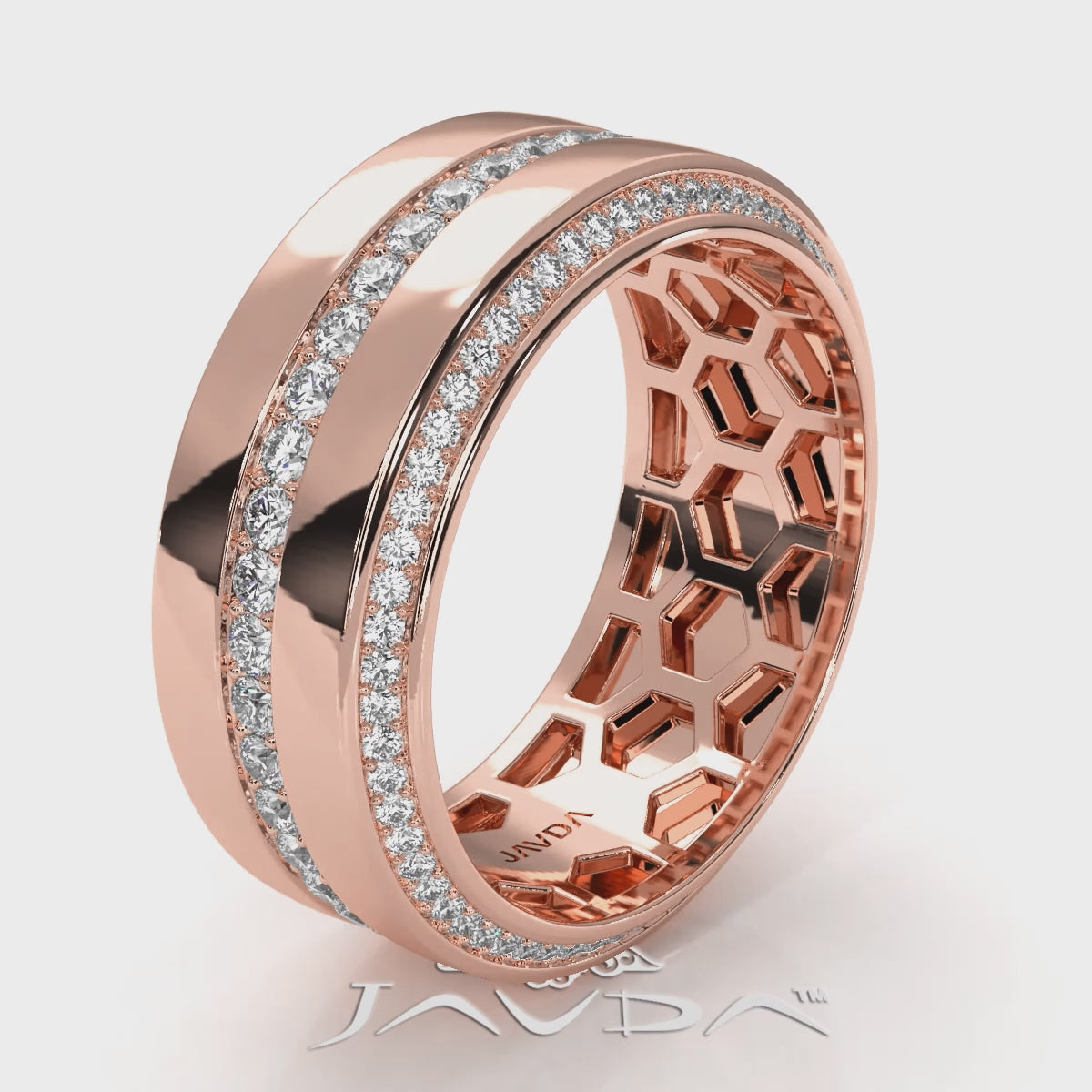 Matte Finish 2 Row Round Diamond Eternity Men Wedding Band 14k White Gold 1.94 Ctw.