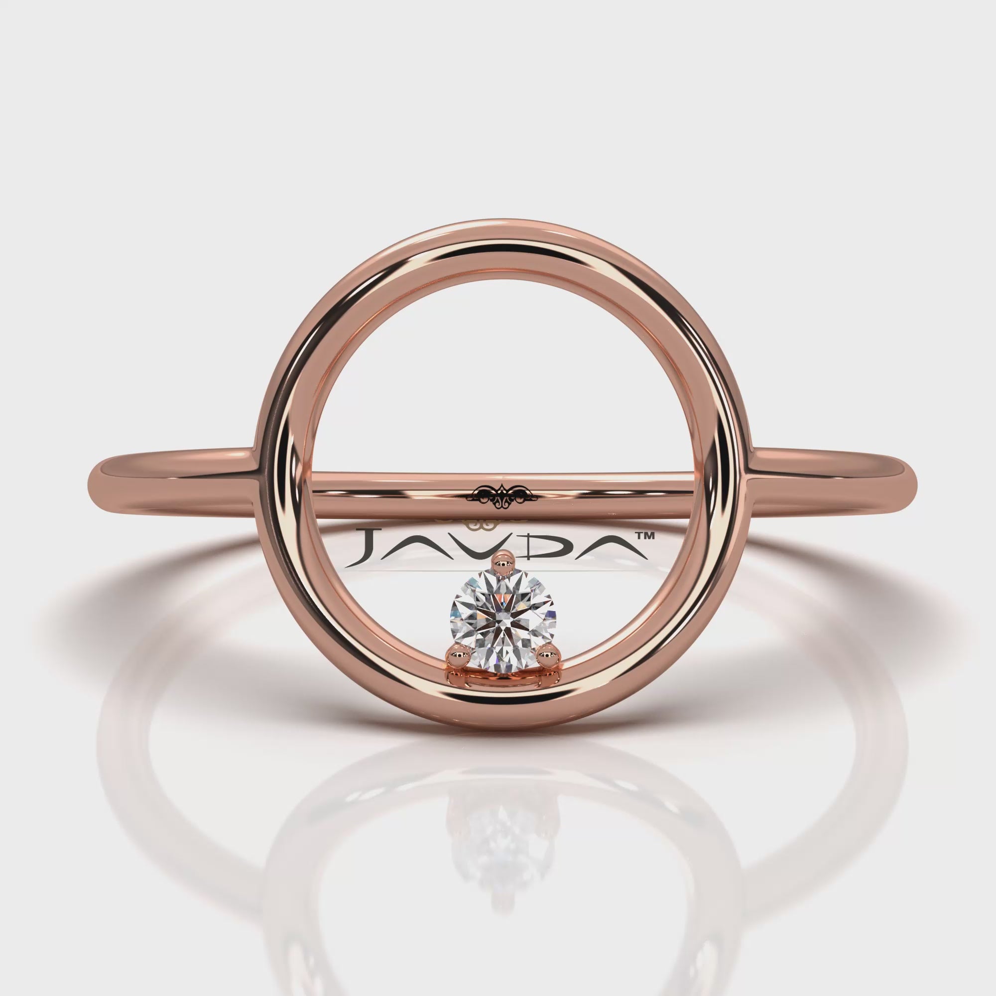 Sleek Open Circle Minimalist Round Lab Diamond Designer Ring 0.04ctw.