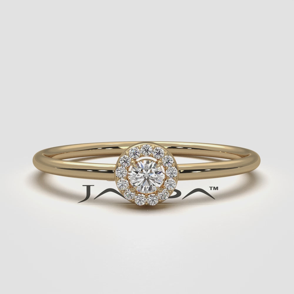 Slim Halo Round Lab Diamond Engagement Fashion Ring 0.11ctw.