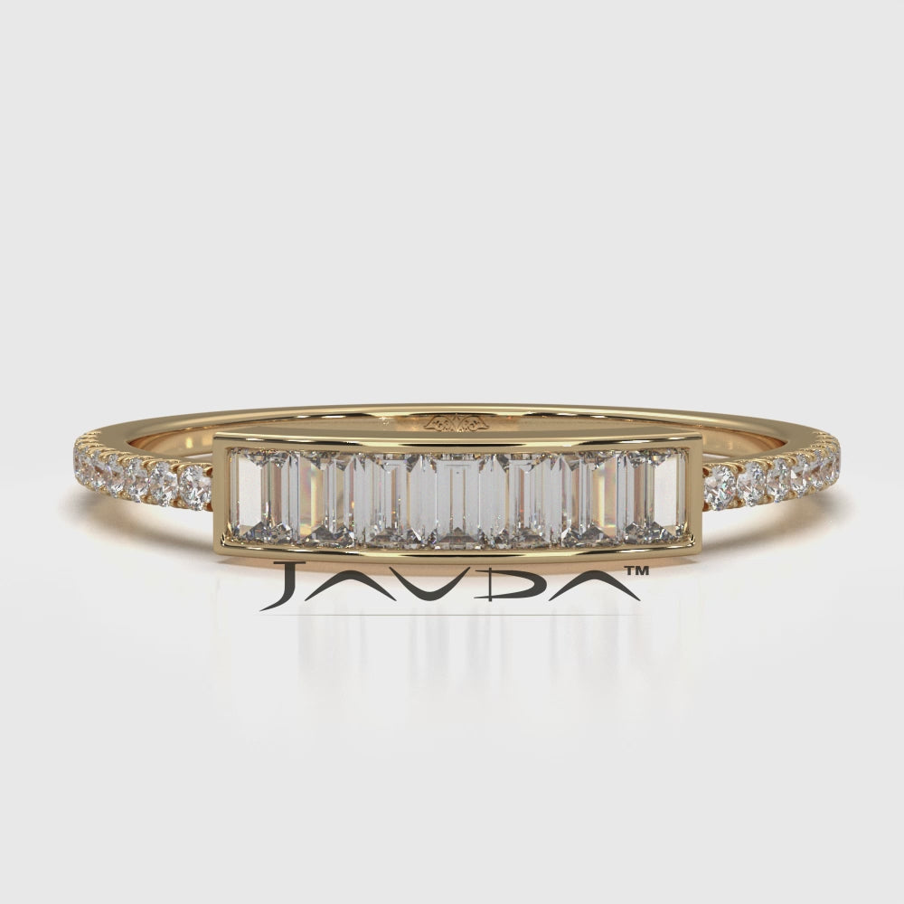 Channel Set Baguette and Round Lab Diamond Fashion Ring 0.35ctw.