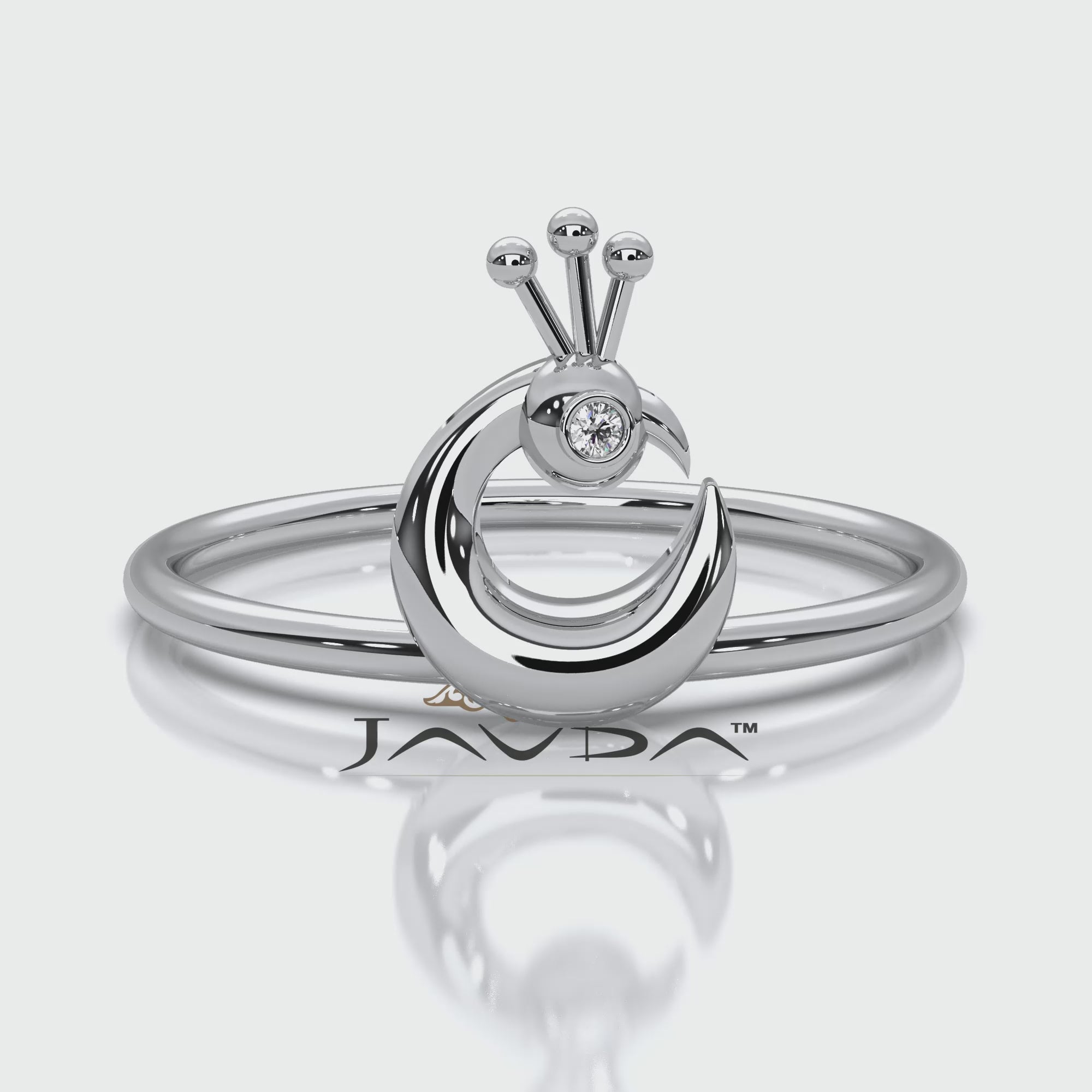 Bezel Set Fashionable Light Weight Peacock Lab Diamond Ring 0.01ctw.