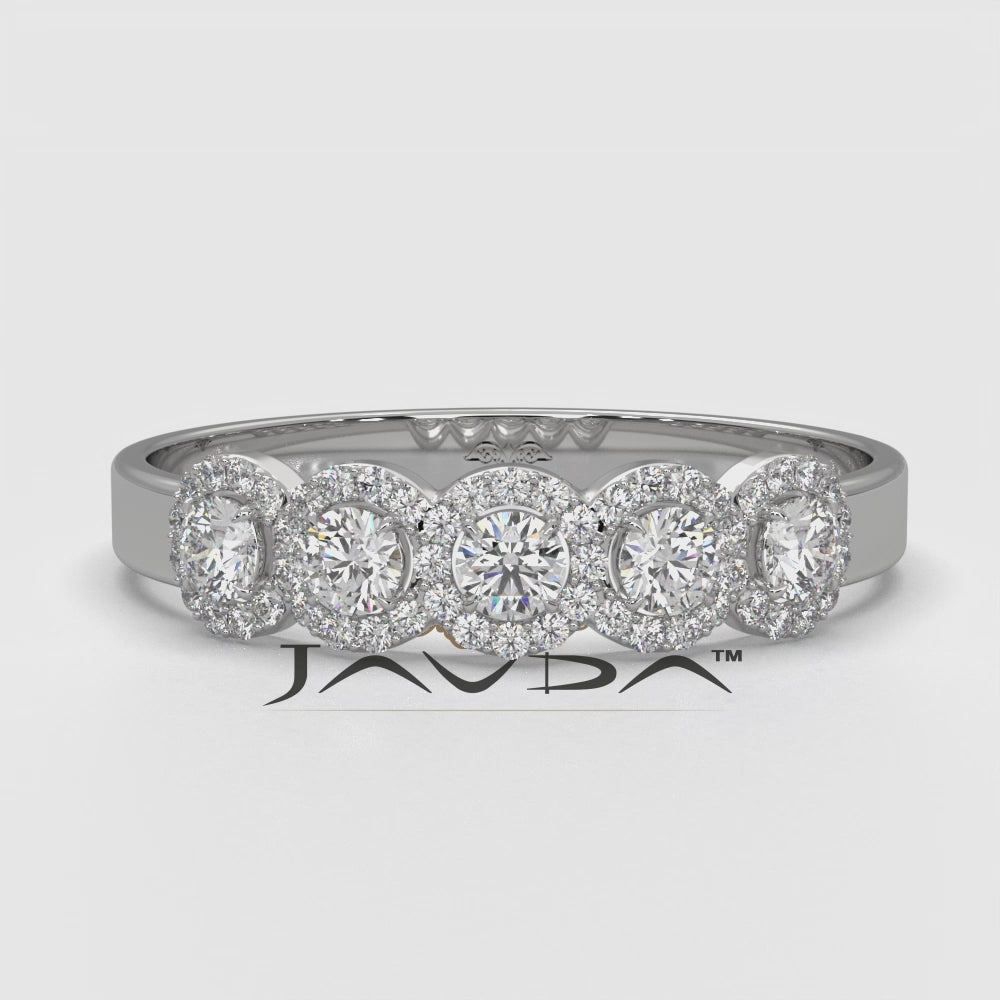 Halo Round Lab Diamond Fashion Wedding Band Ring 0.45ctw.