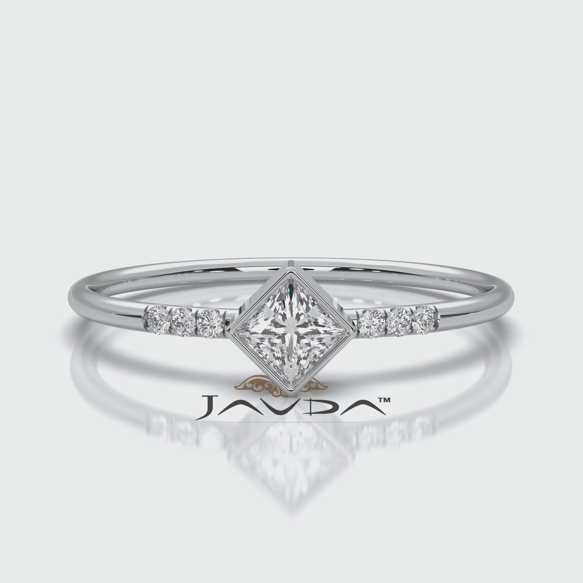 Princess Lab Diamond Bezel Set Fashion Anniversary Ring 0.20ctw.