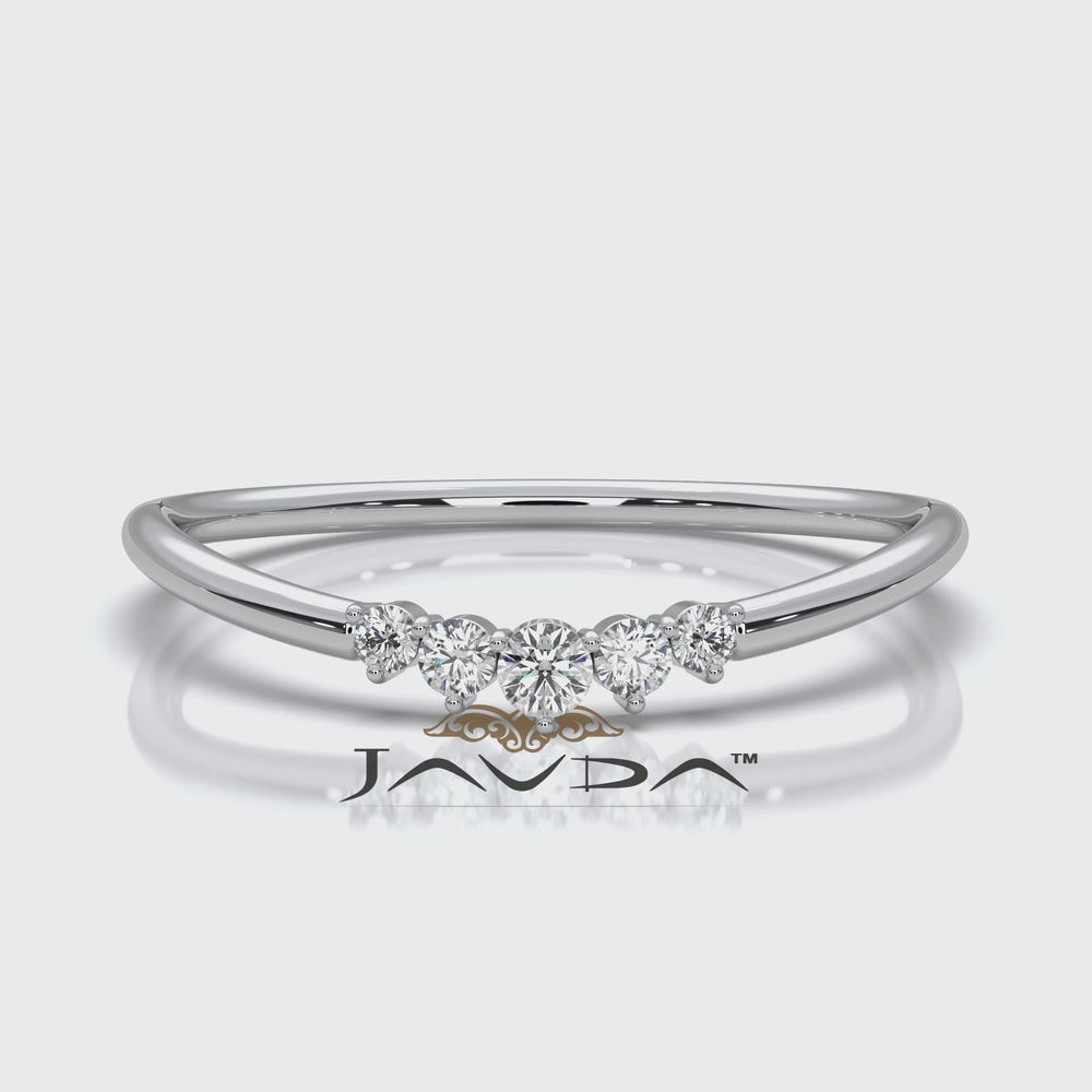 Sleek & Slim 5 Stone Round Shape Lab Diamond Fashion Ring 0.06ctw.