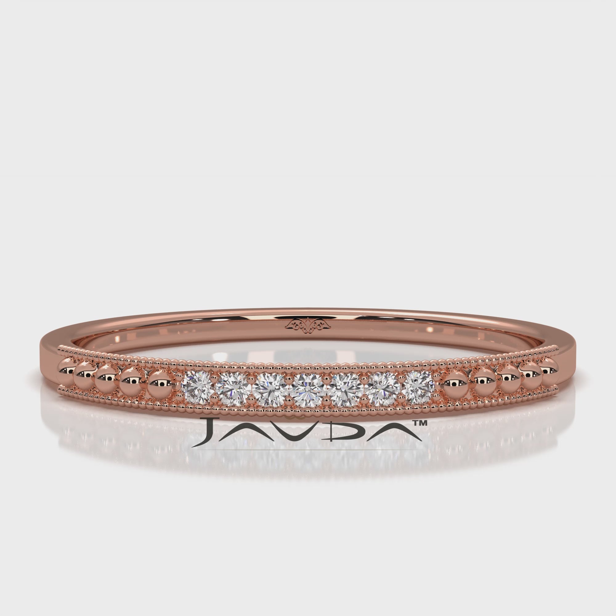 Delicate Petite Milgrain Edge Round Lab Diamond Anniversary Ring 0.04ctw.