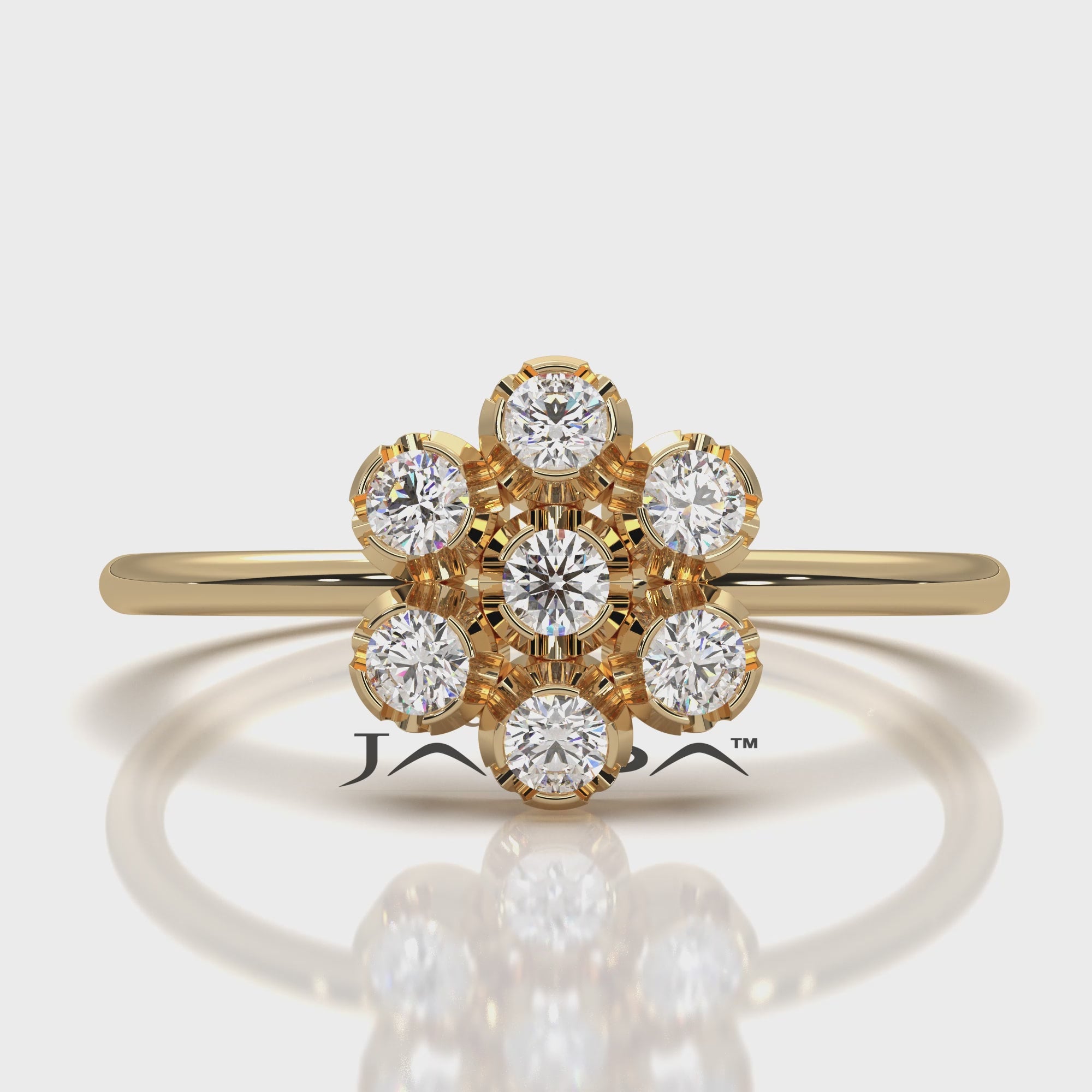 Flower Cluster Minimalist Bezel Round Lab Diamond Fashion Ring 0.21ctw.
