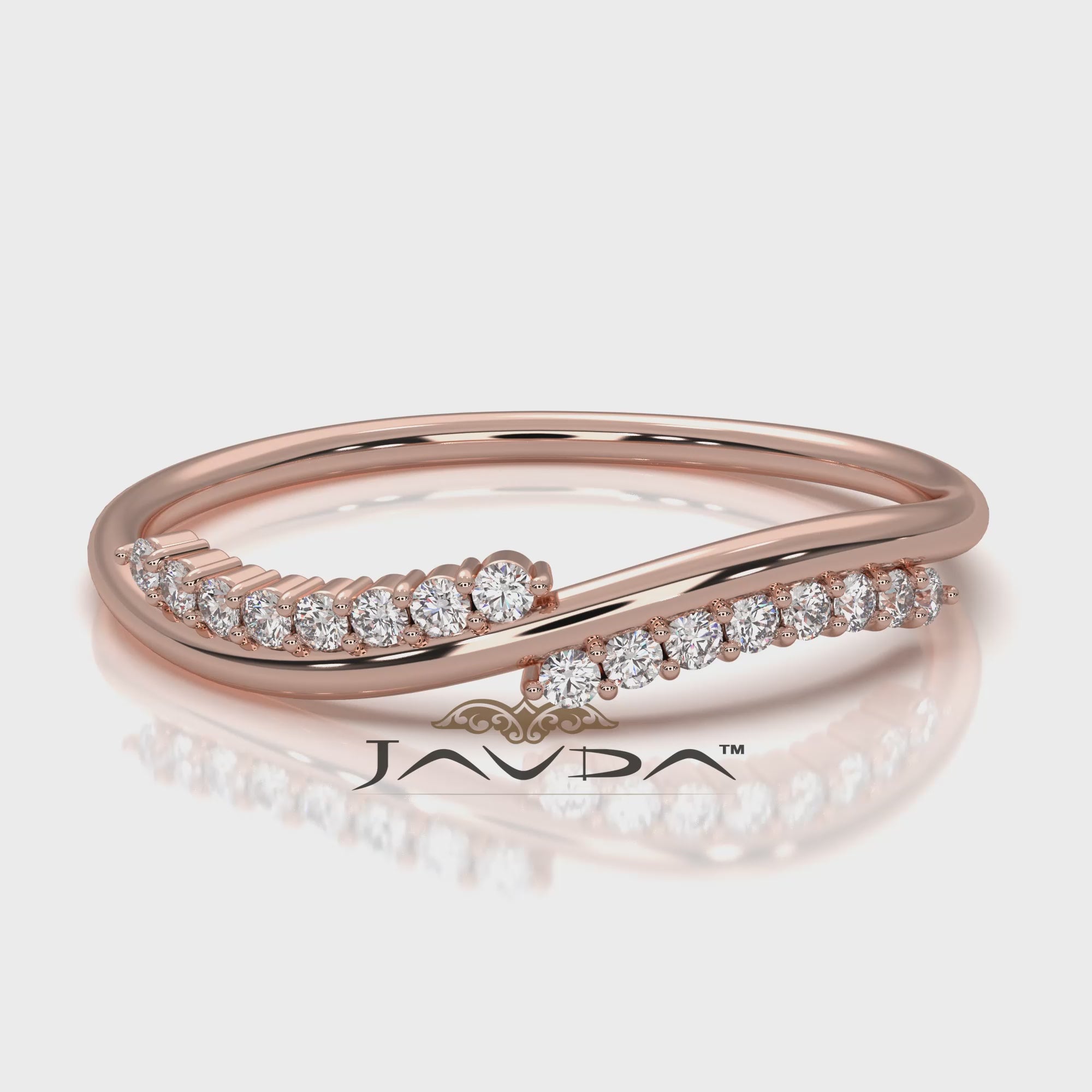 Twisted Stackable Minimalist Round Lab Diamond Fashion Ring 0.09ctw.