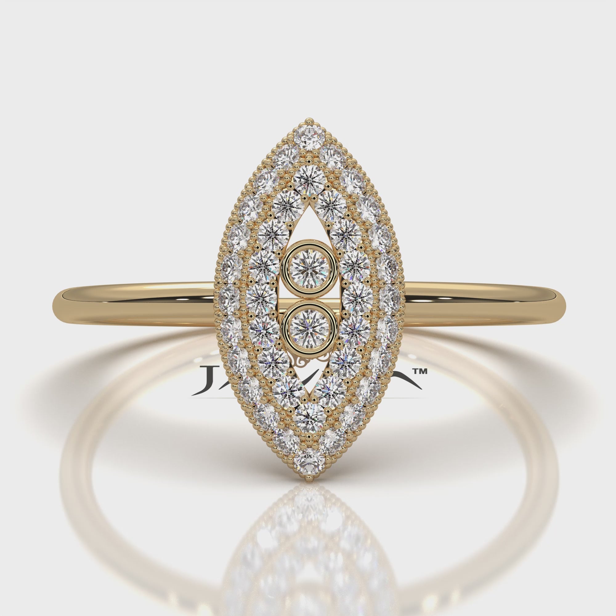 Light Weight Marquise Double Halo Lab Diamond Engagement Ring 0.24ctw.