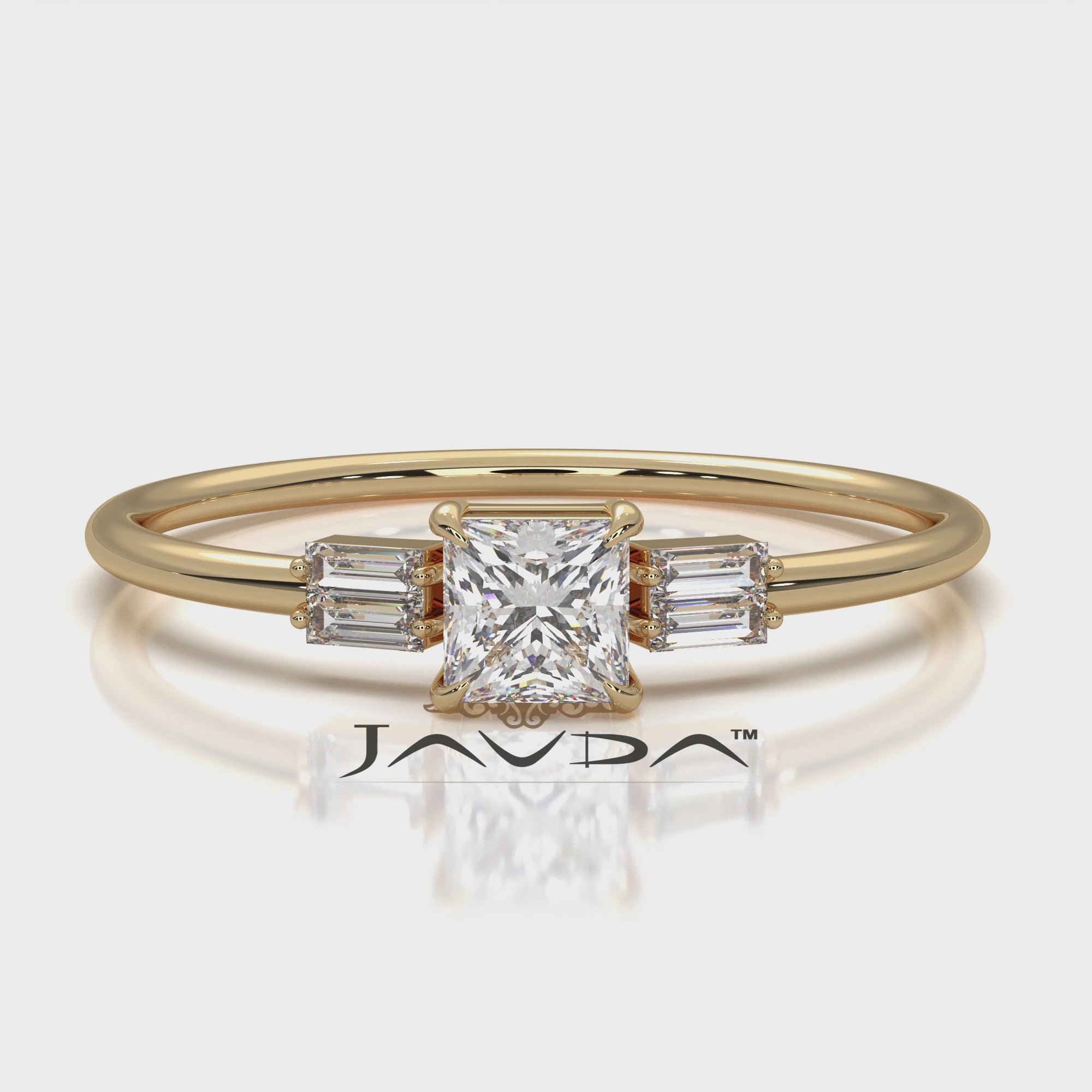 3 Stone Baguette Princess Lab Diamond Fashionable Ring 0.34ctw.