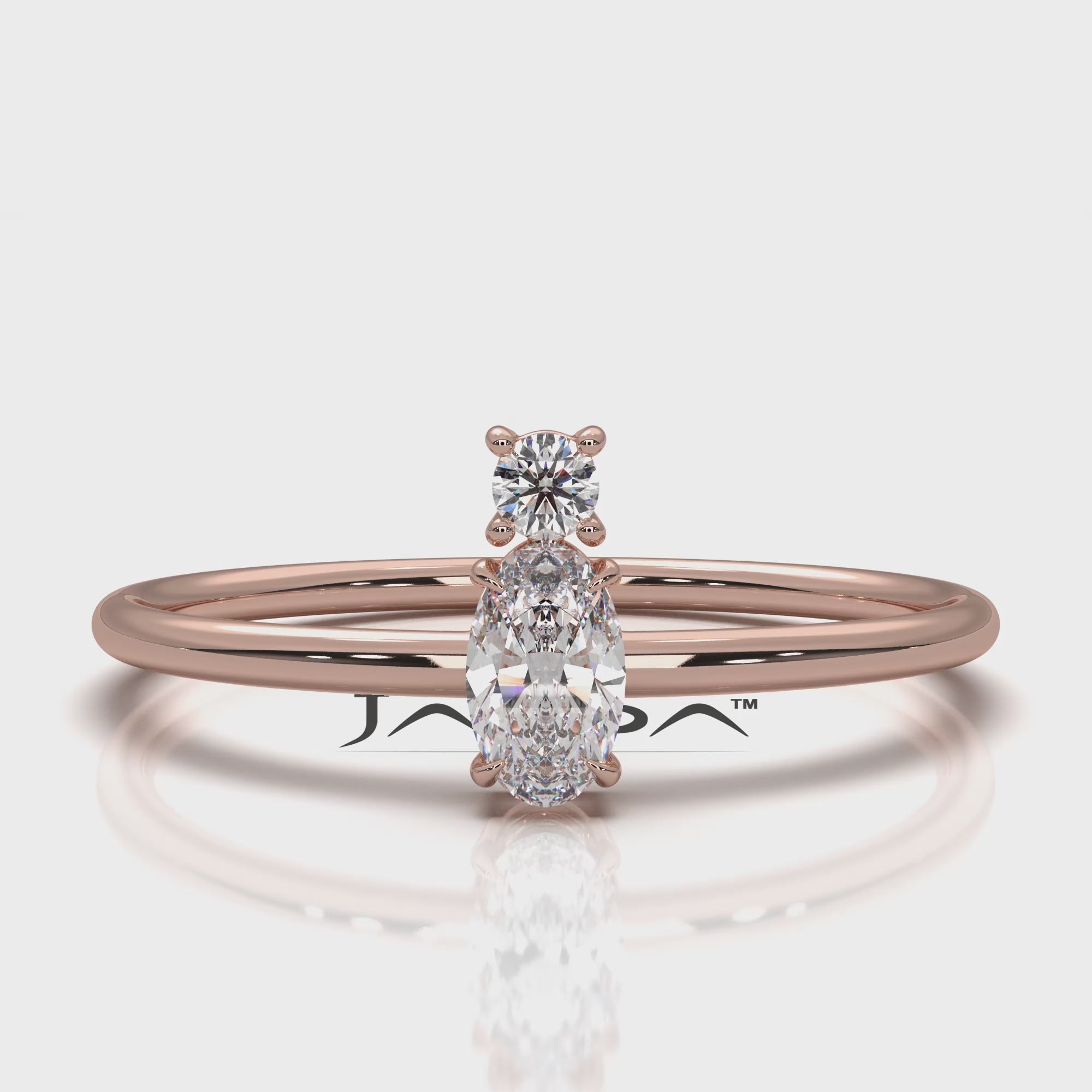 Prong Set Oval And Round Lab Diamond Fashion Ring 0.20ctw.