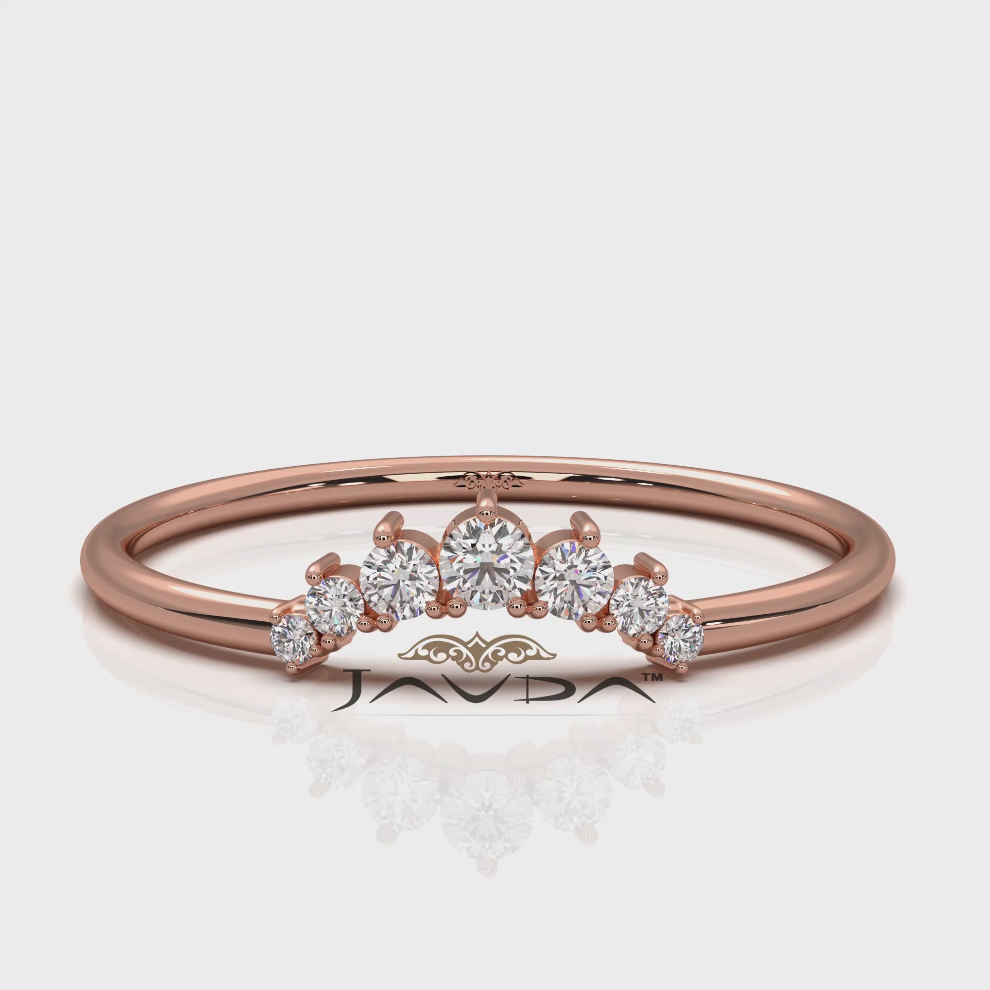 Minimalist Petite Stackable Curved Round Lab Diamond Fashion Ring 0.09ctw.