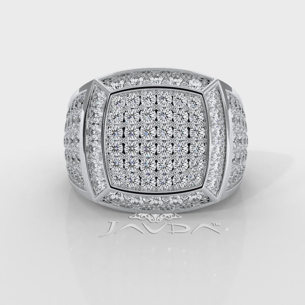 Modern Edge 14K White Gold Men's Square Lab Diamond Ring 3.11ctw
