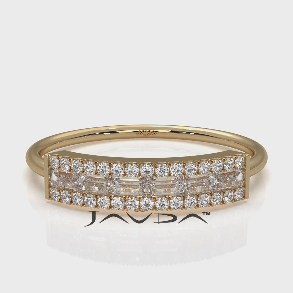 Womens Baguette And Round Lab Diamond Fashion Band Ring 0.33ctw.