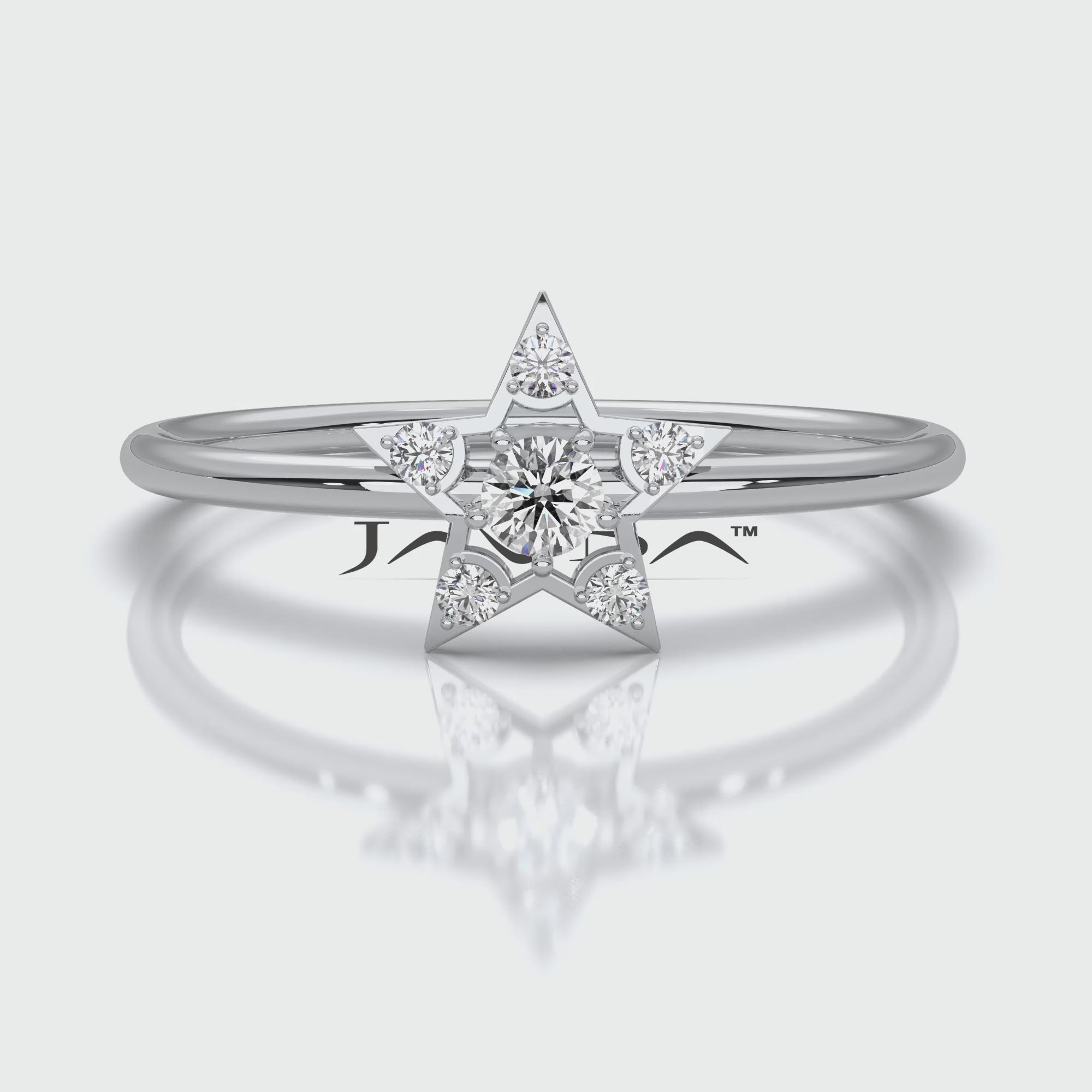 Star Shape Light Weight Round Lab Diamond Fashion Ring 0.12ctw.