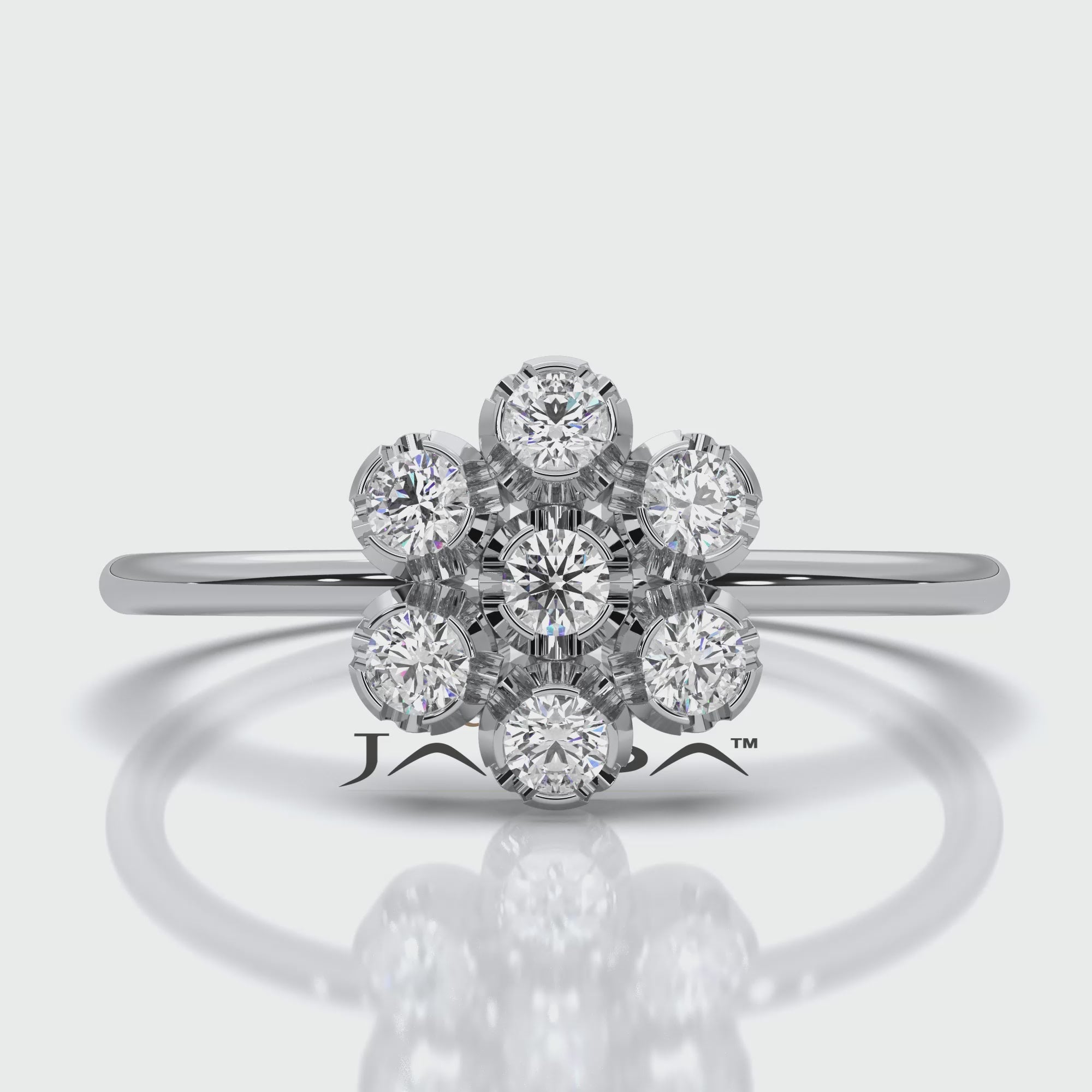 Flower Cluster Minimalist Bezel Round Lab Diamond Fashion Ring 0.21ctw.