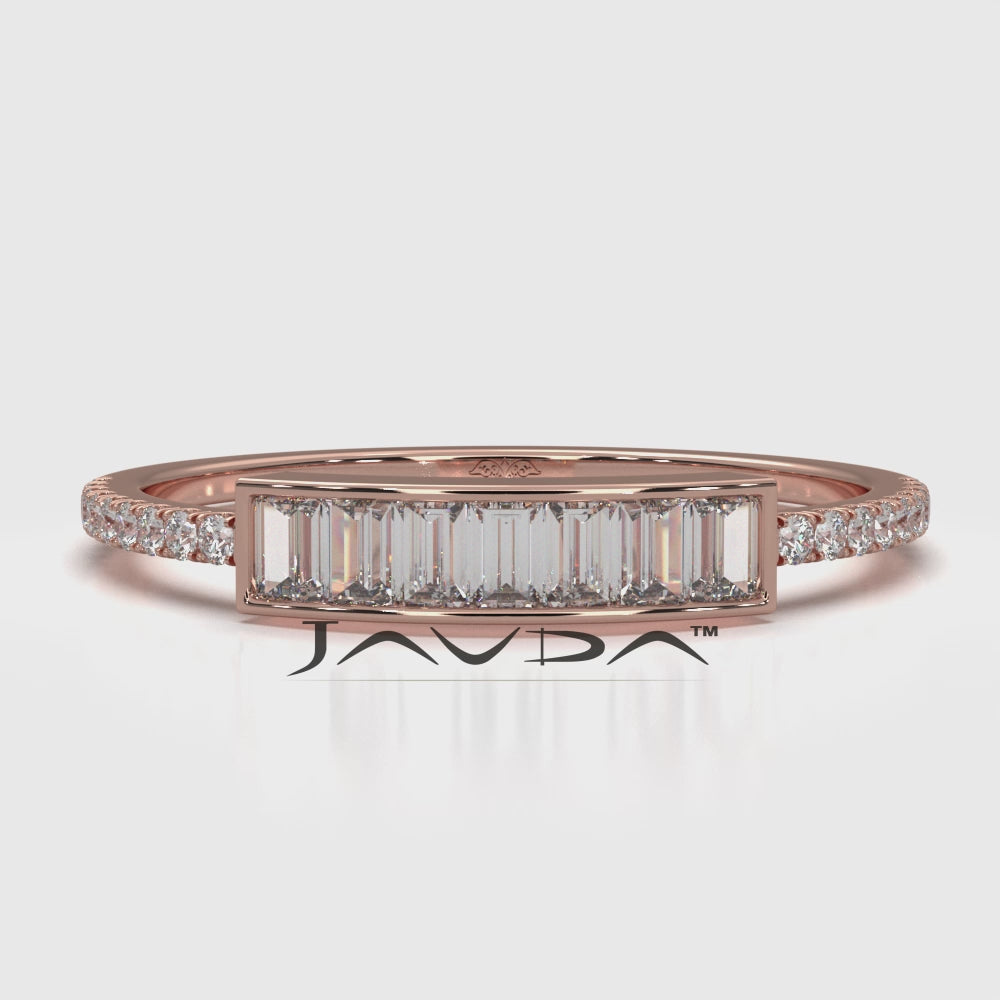 Channel Set Baguette and Round Lab Diamond Fashion Ring 0.35ctw.
