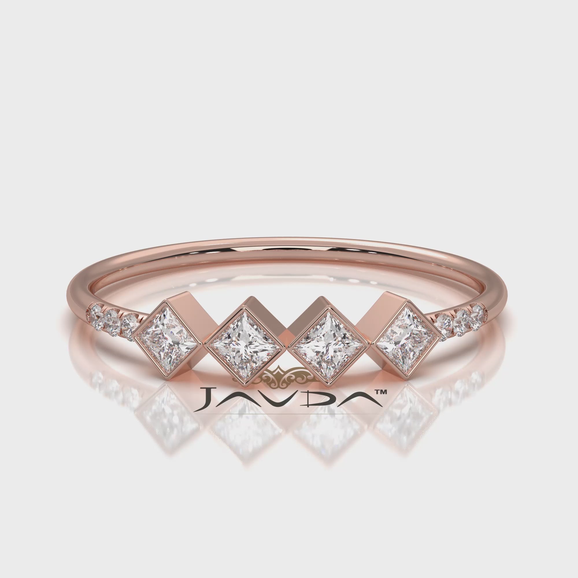 4 Stone Cluster Bezel Set Round Lab Diamond Fashion Ring 0.23ctw.