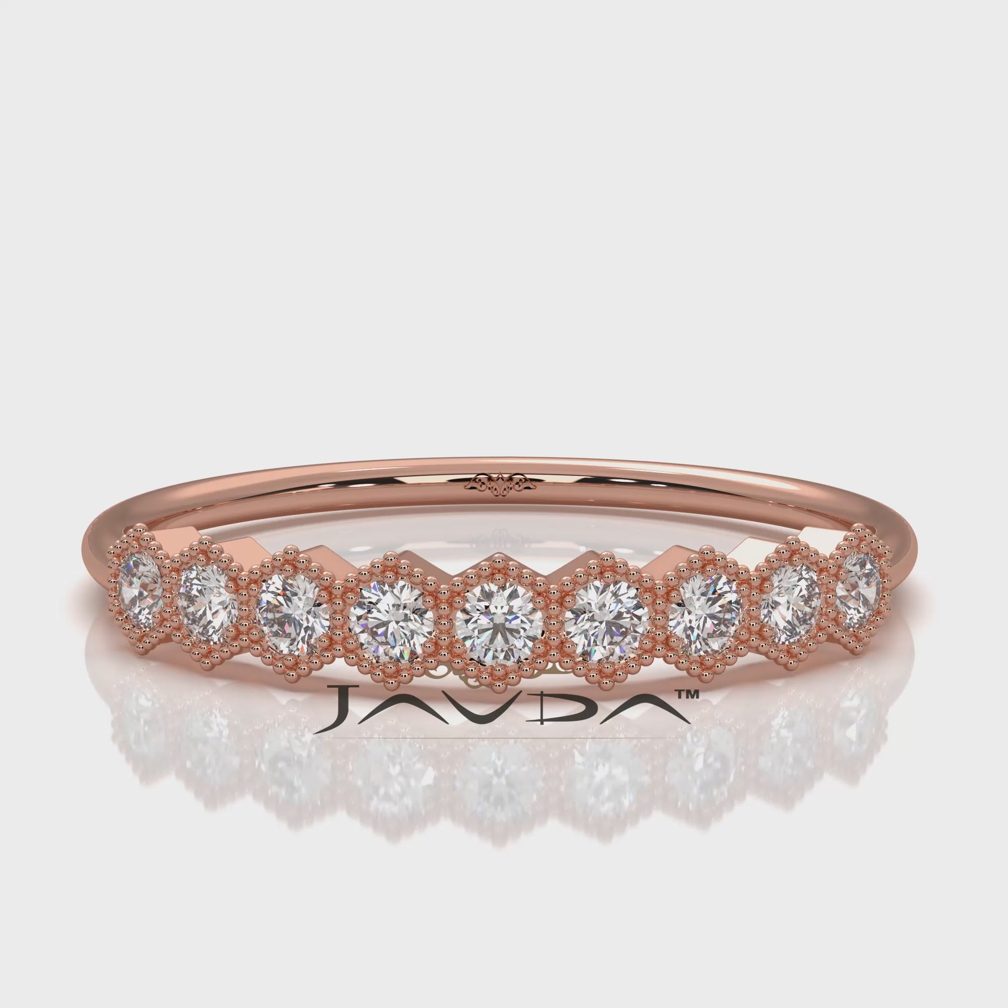 Minimalist Milgrain Round Lab Diamond Prong Set Fashion Ring 0.20ctw.