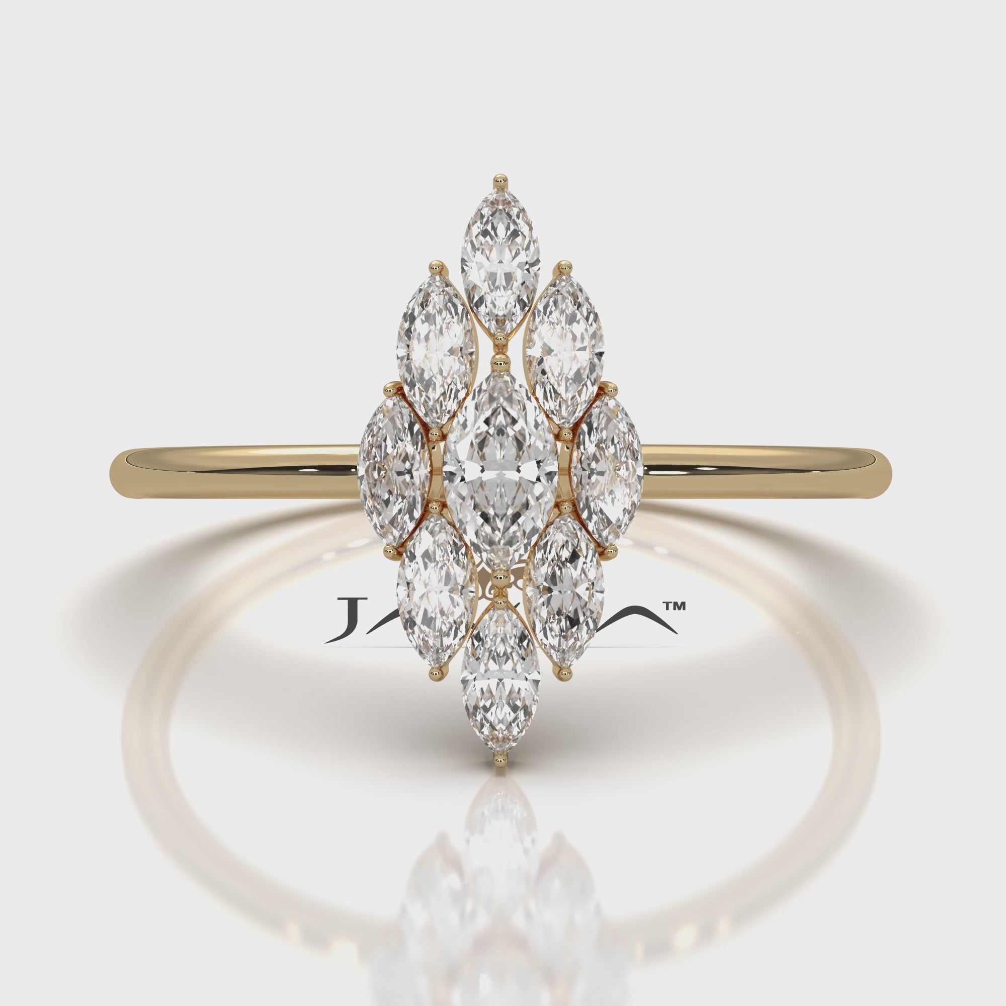 Prong Set Cluster Marquise Lab Diamond Minimalist Fashion Ring 0.37ctw.