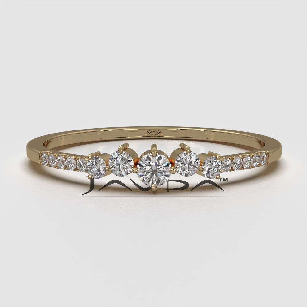 Sleek & Slim Fashionable French Pave Set Round Lab Diamond Fashion Ring 0.16ctw.