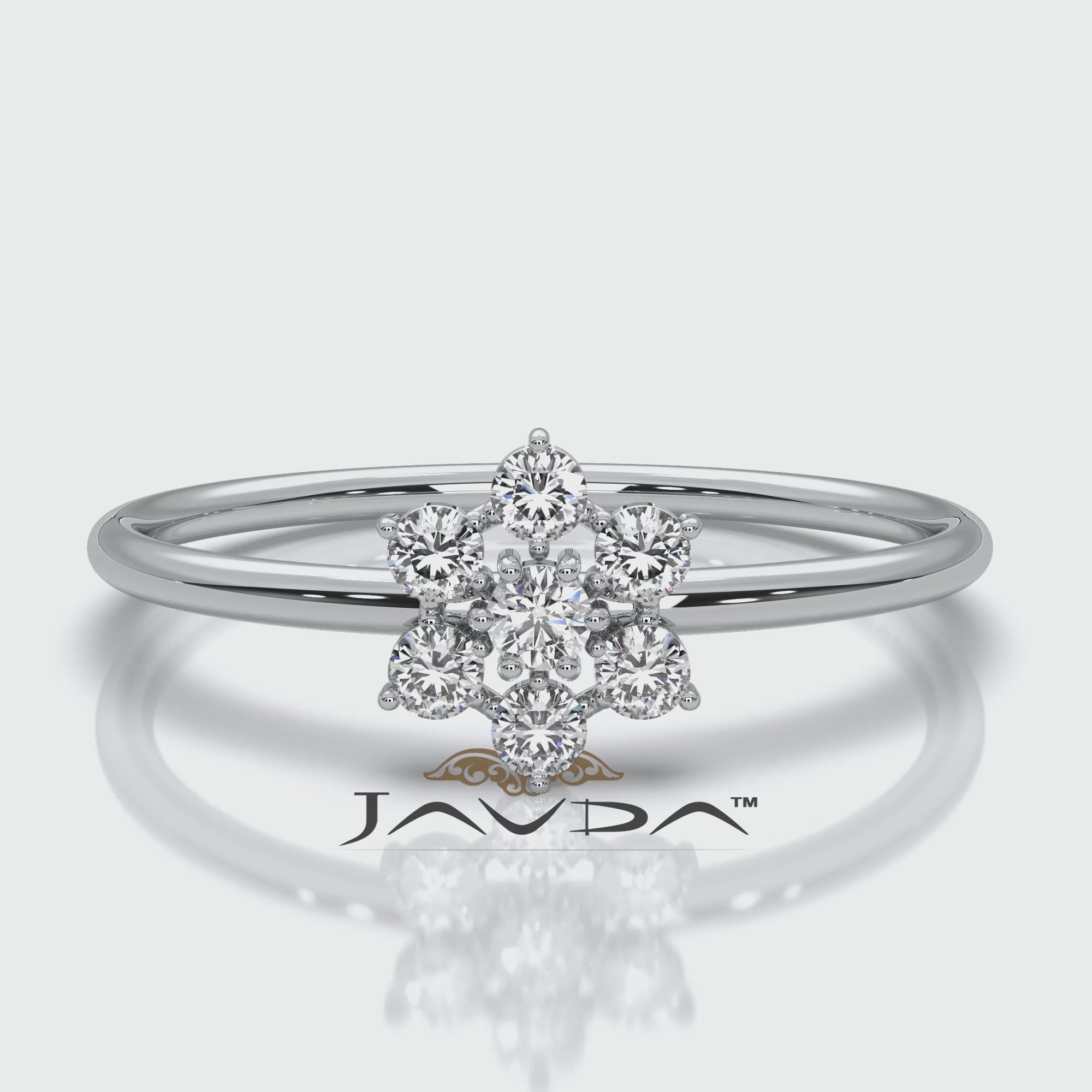Flower Cluster Minimalist Round Lab Diamond Prong Set Fashion Ring 0.16ctw.
