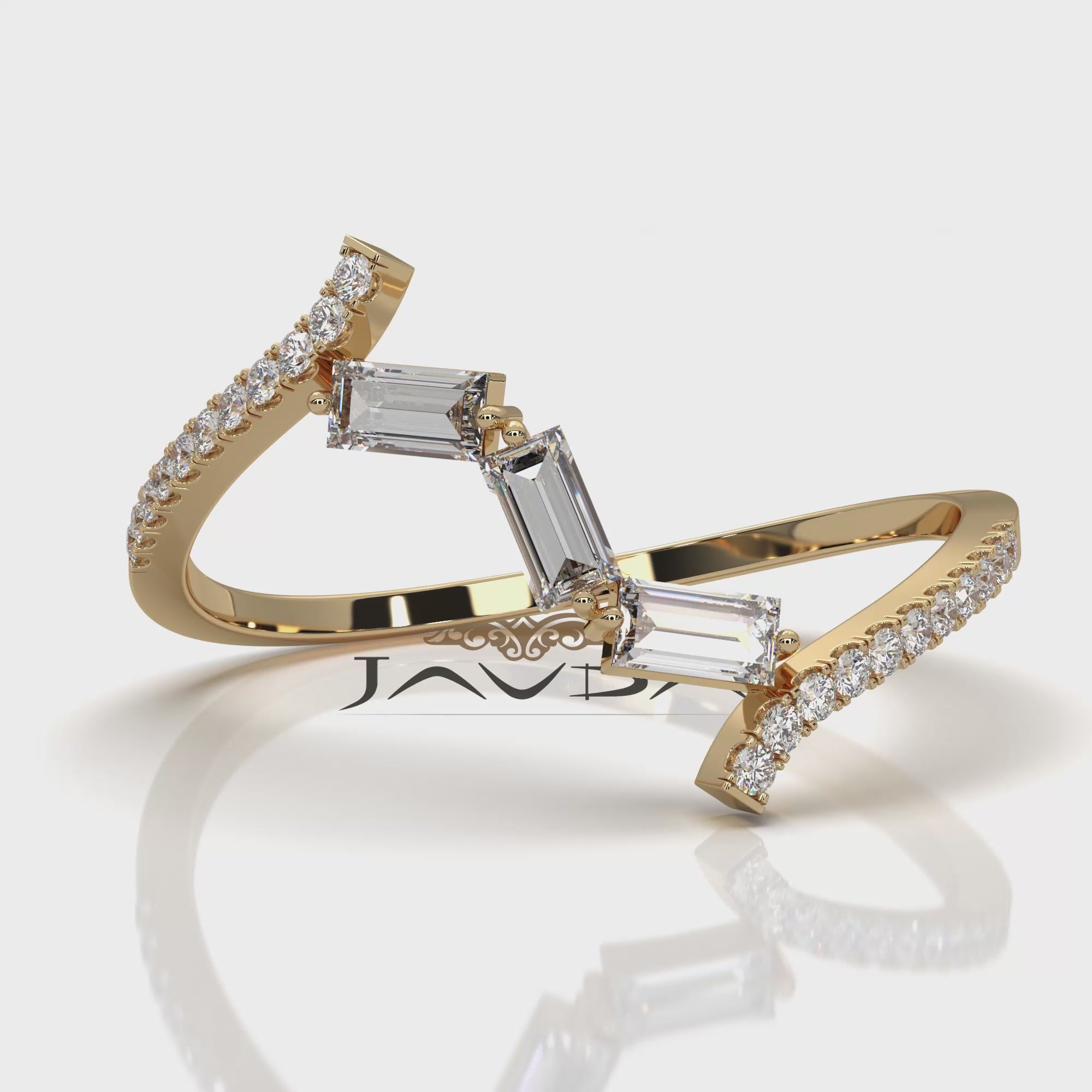 Minimalist Baguette Round Lab Diamond Fashion Ring 0.21ctw.