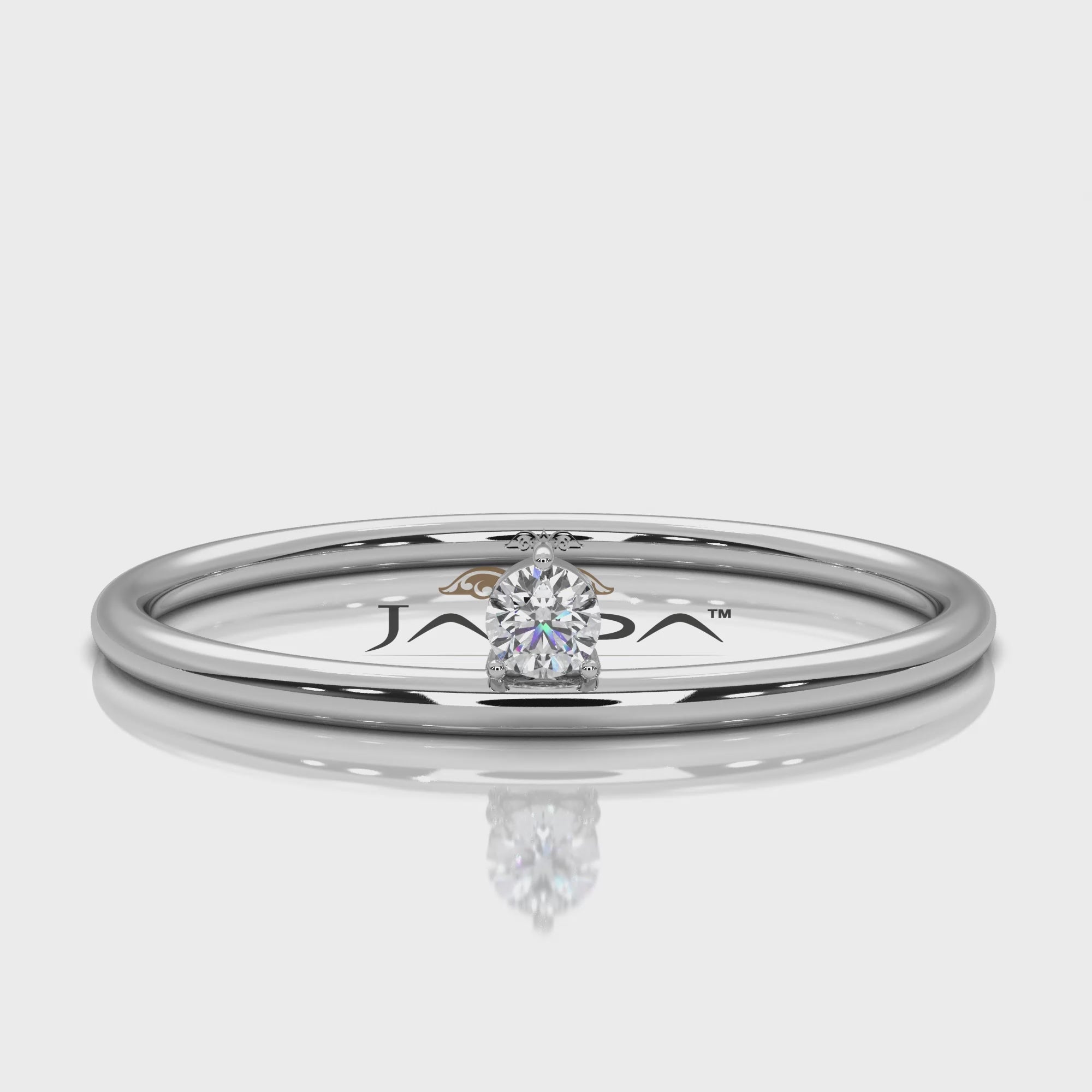 Sleek Tiny Solitaire Round Lab Diamond Fashion Ring 0.02ctw.