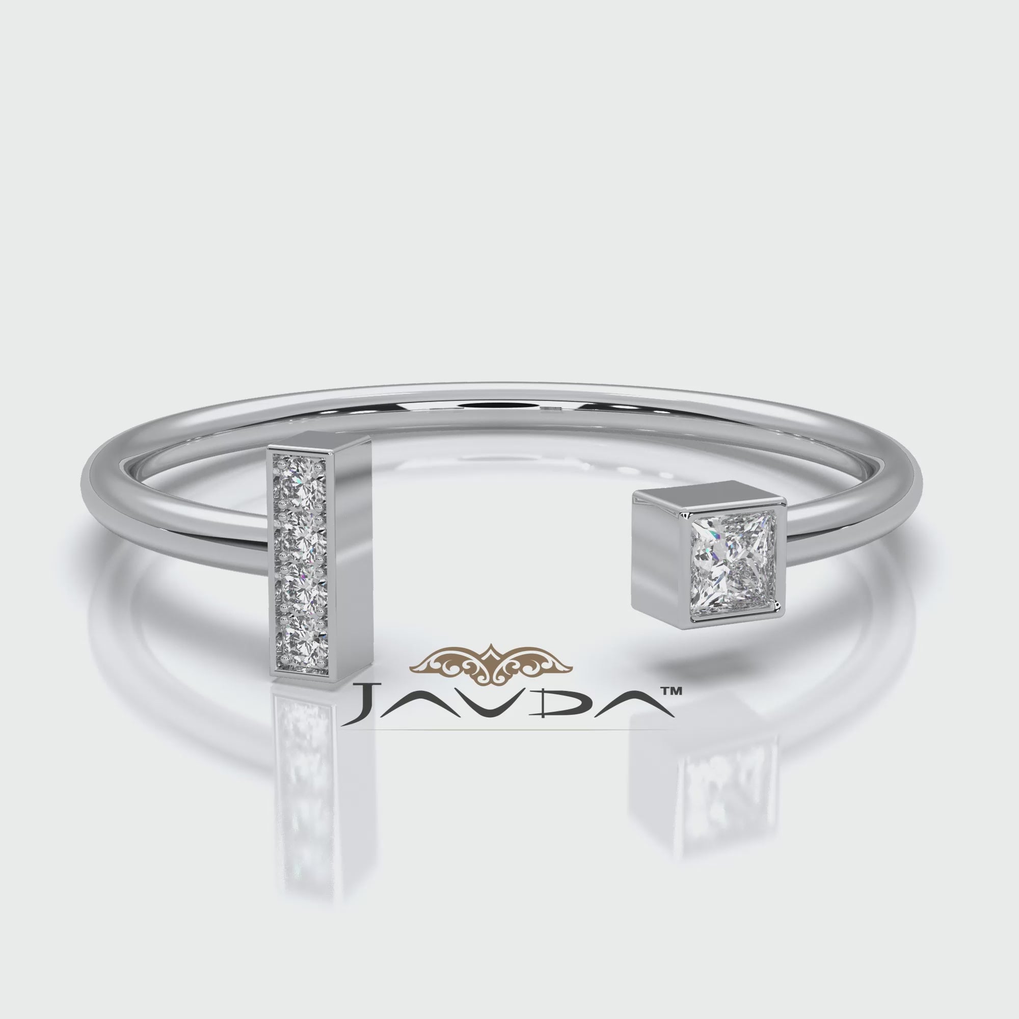 Minimalist Open Cuff Bezel Set Lab Diamond Anniversary Ring 0.07ctw.