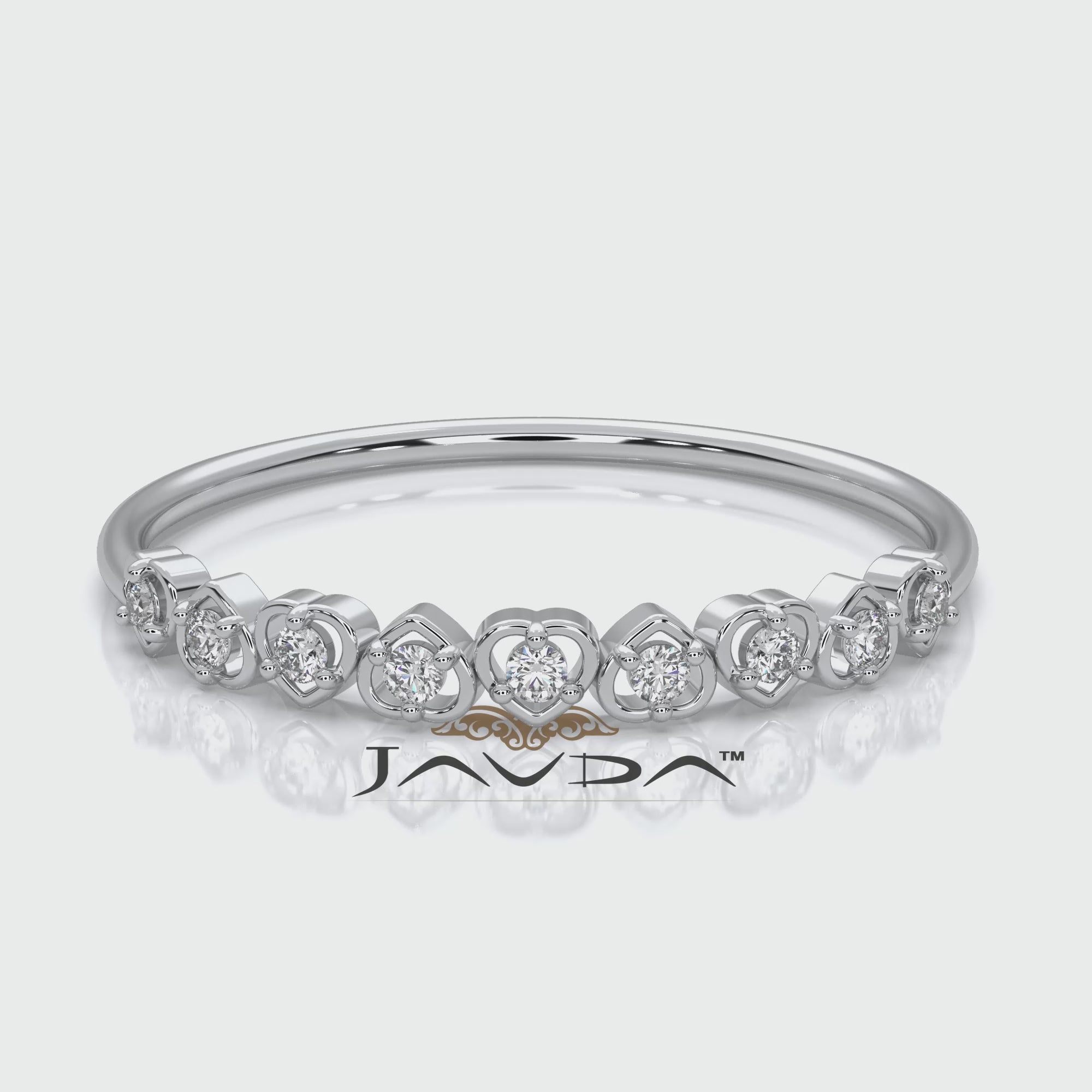 Alternating Round Cut Lab Diamond Prong Set Heart Fashion Ring 0.06ctw.